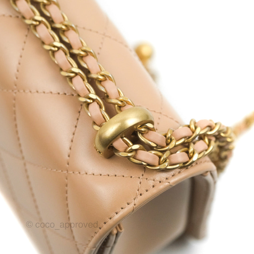 Chanel Quilted Perfect Fit Adjustable Beige Calfskin Gold Hardware 21A