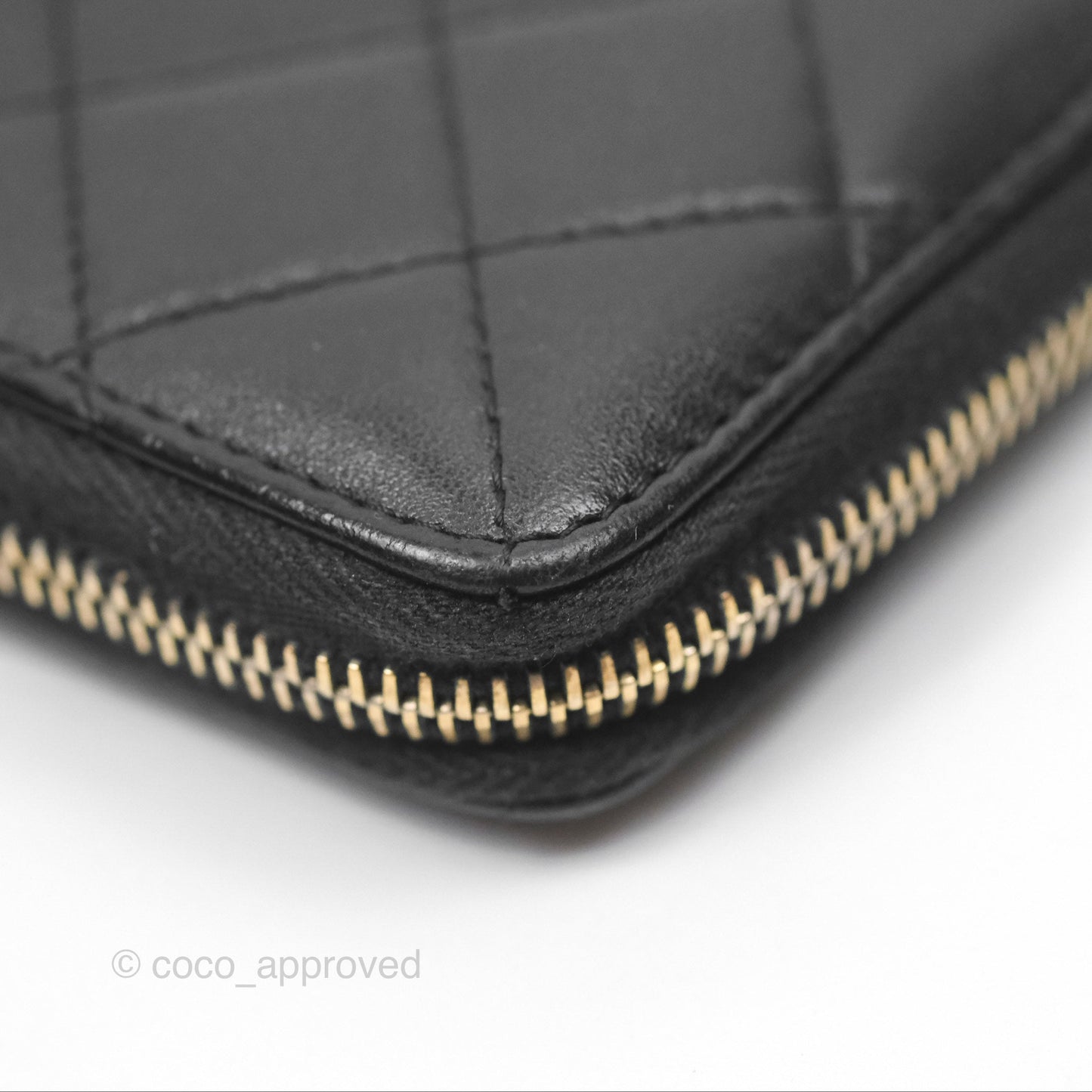 Chanel Zip Around Organiser Wallet Black Lambskin Gold Hardware