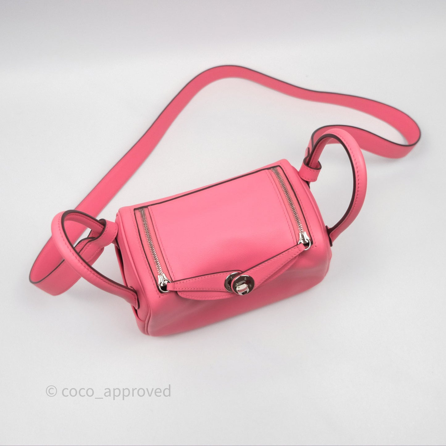 Hermès Mini Lindy 20 Rose Ete K4 Swift Palladium Hardware