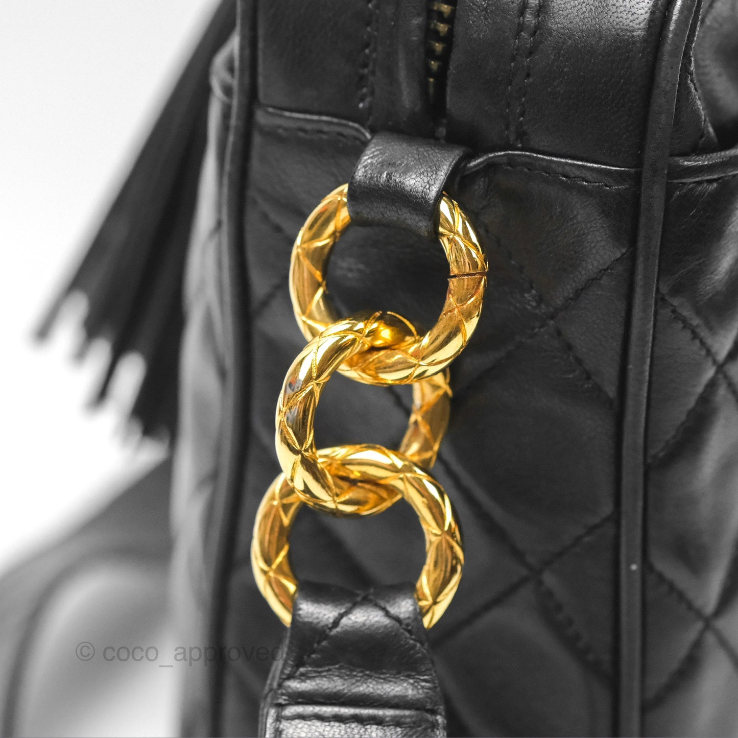 Chanel Vintage Quilted Shoulder Bag Black Lambskin Gold Hardware