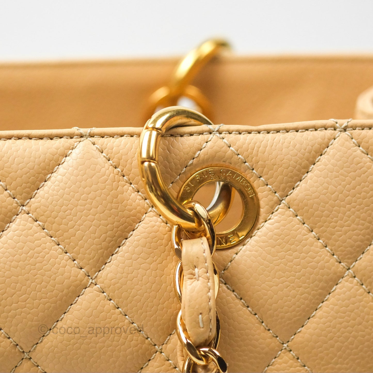 Chanel GST Beige Caviar Gold Hardware