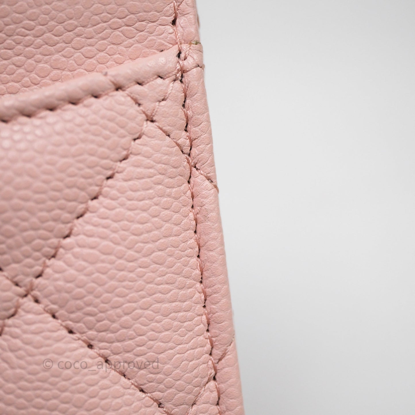 Chanel Quilted Card Holder Caviar Pink Gold Hardware