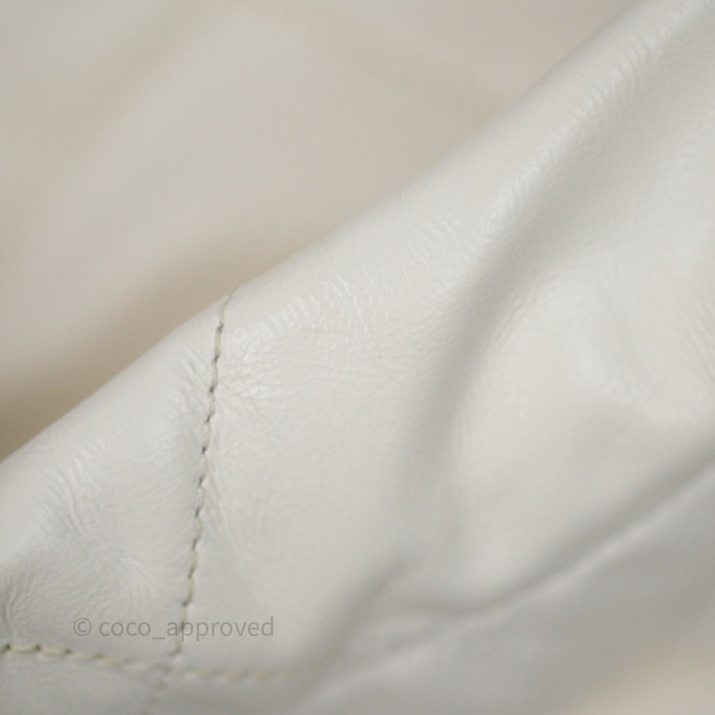 Chanel 22 Small White Aged Calfskin Black Logo Aged Gold Hardware