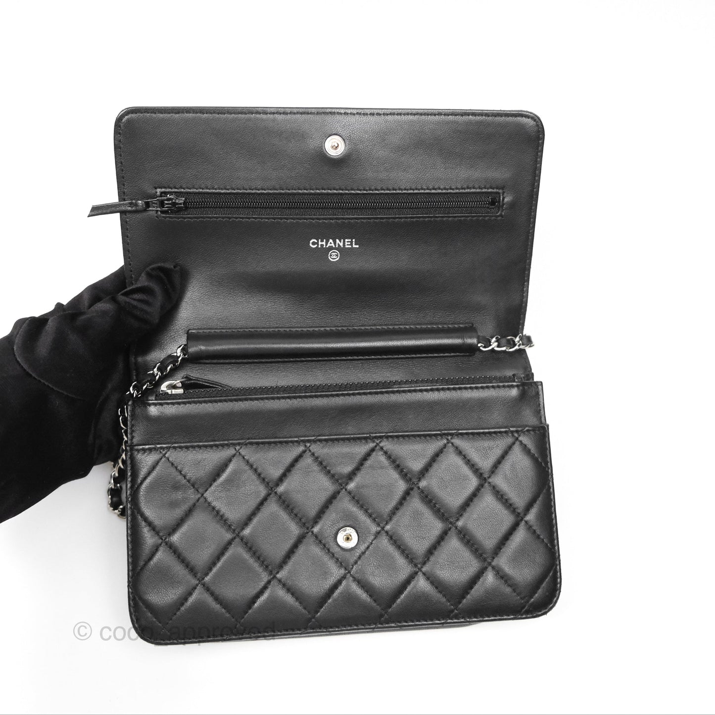 Chanel Quilted Wallet on Chain WOC Black Lambskin Palladium Hardware