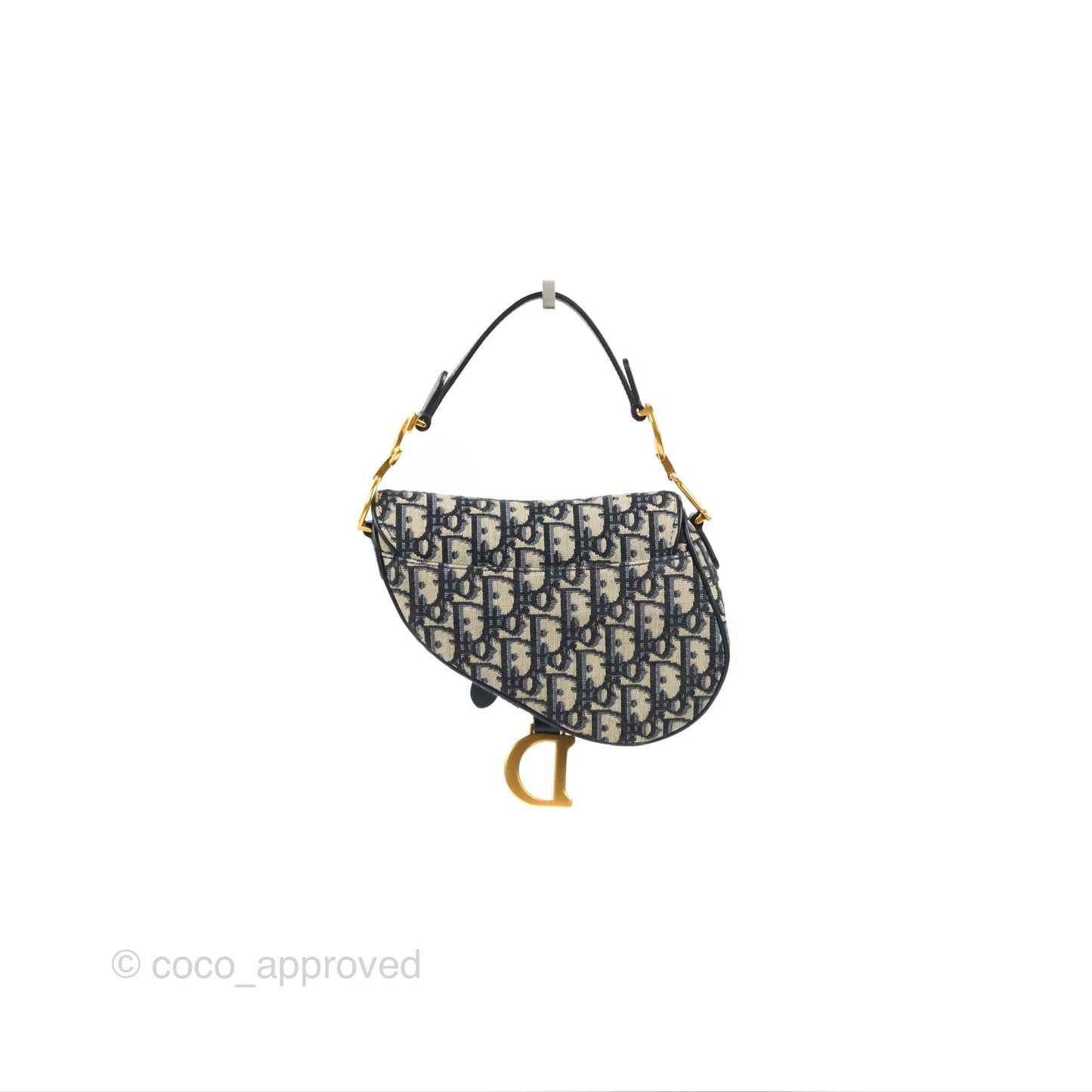 Christian Dior Mini Saddle Bag Blue Oblique Jacquard Gold Hardware