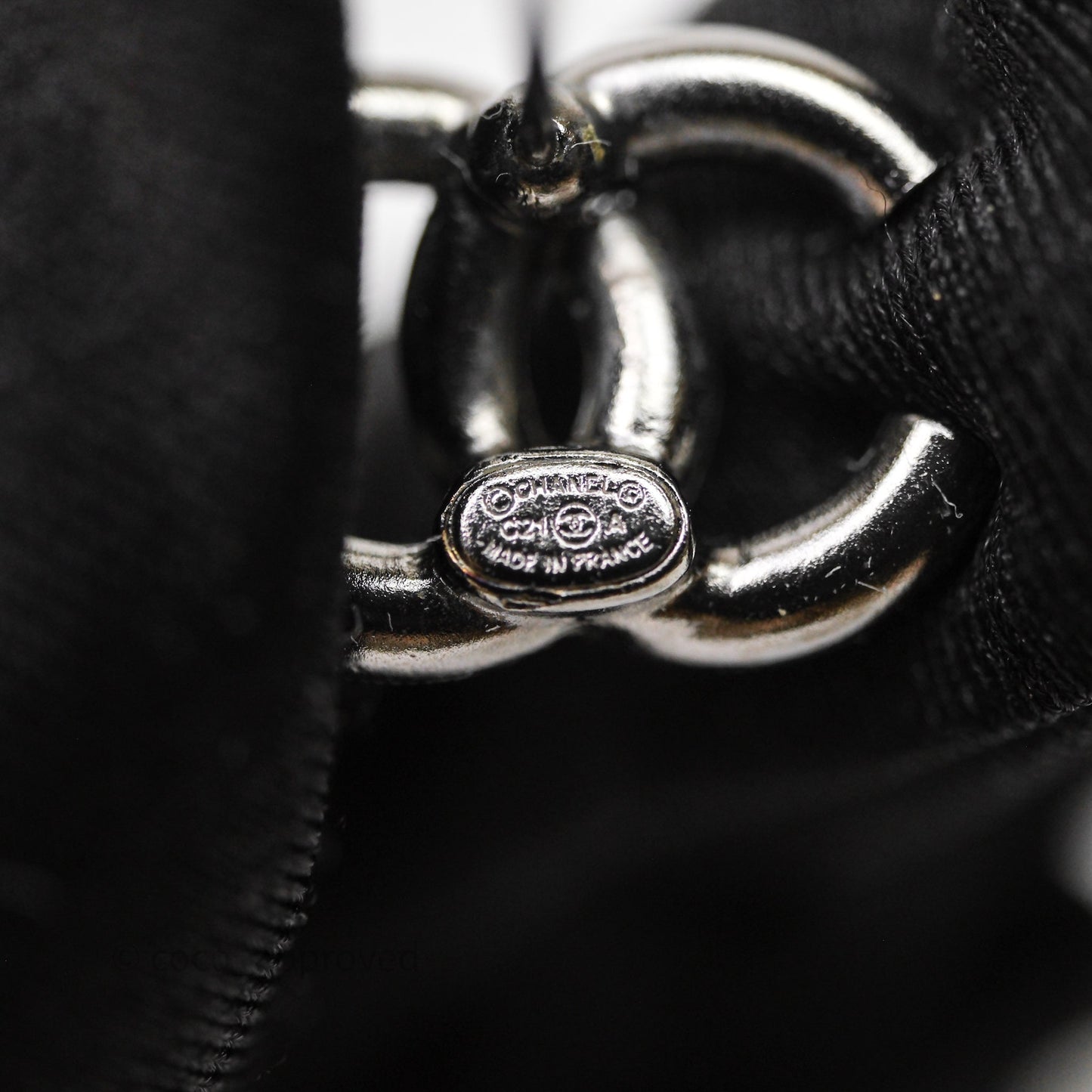 Chanel CC Crystals Earrings Ruthenium Tone 21A