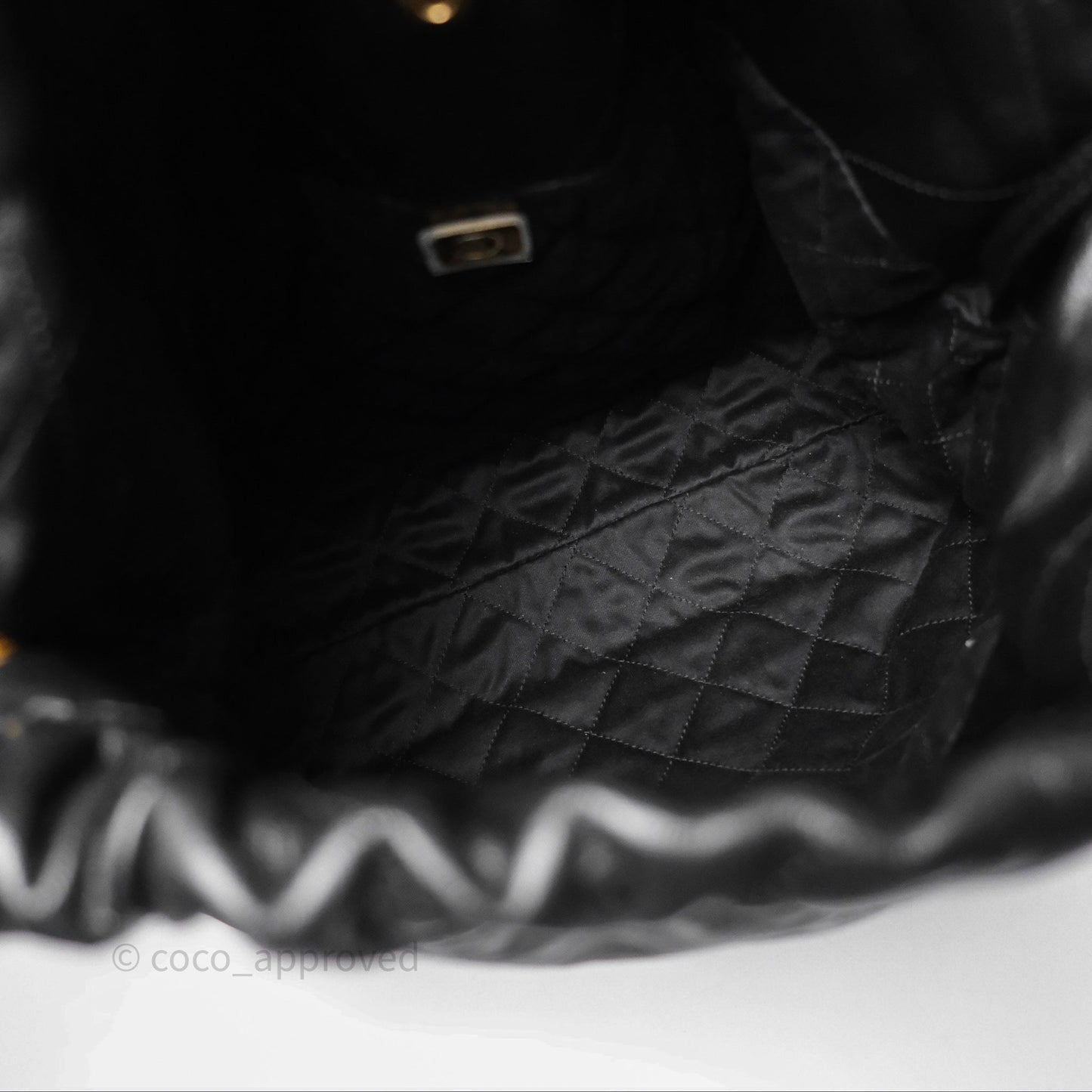 Chanel 22 Small Black Shiny Calfskin Aged Gold Hardware