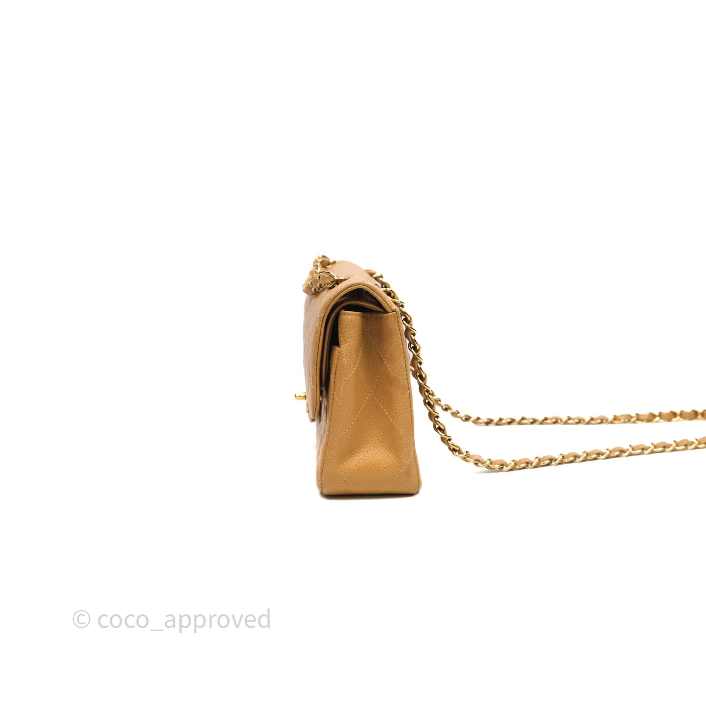 Chanel Vintage Small Classic Flap Beige Claire Caviar 24K Gold Hardware