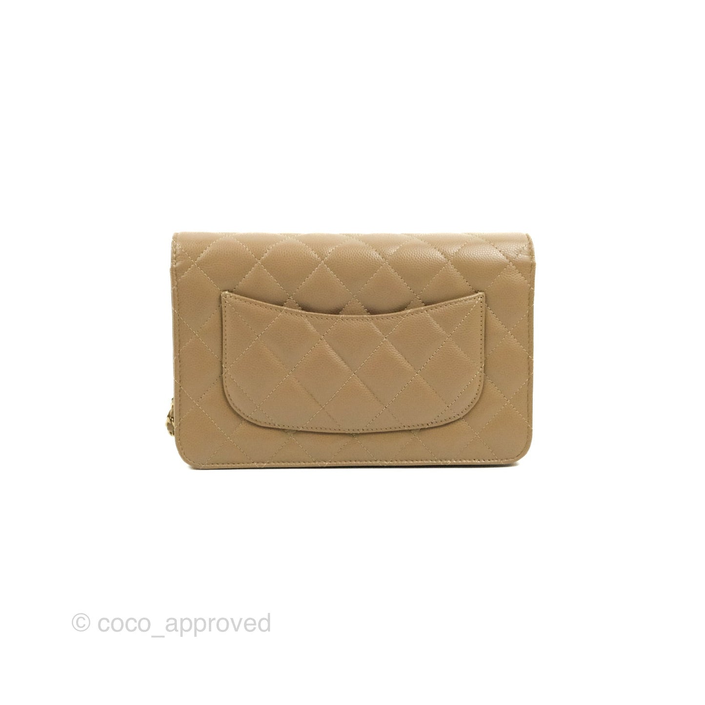 Chanel Quilted Classic Wallet on Chain WOC Dark Beige Caviar Gold Hardware