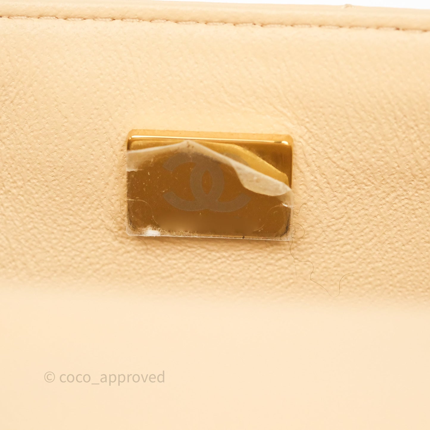 Chanel Mini Rectangular Quilted Beige Lambskin Gold Hardware