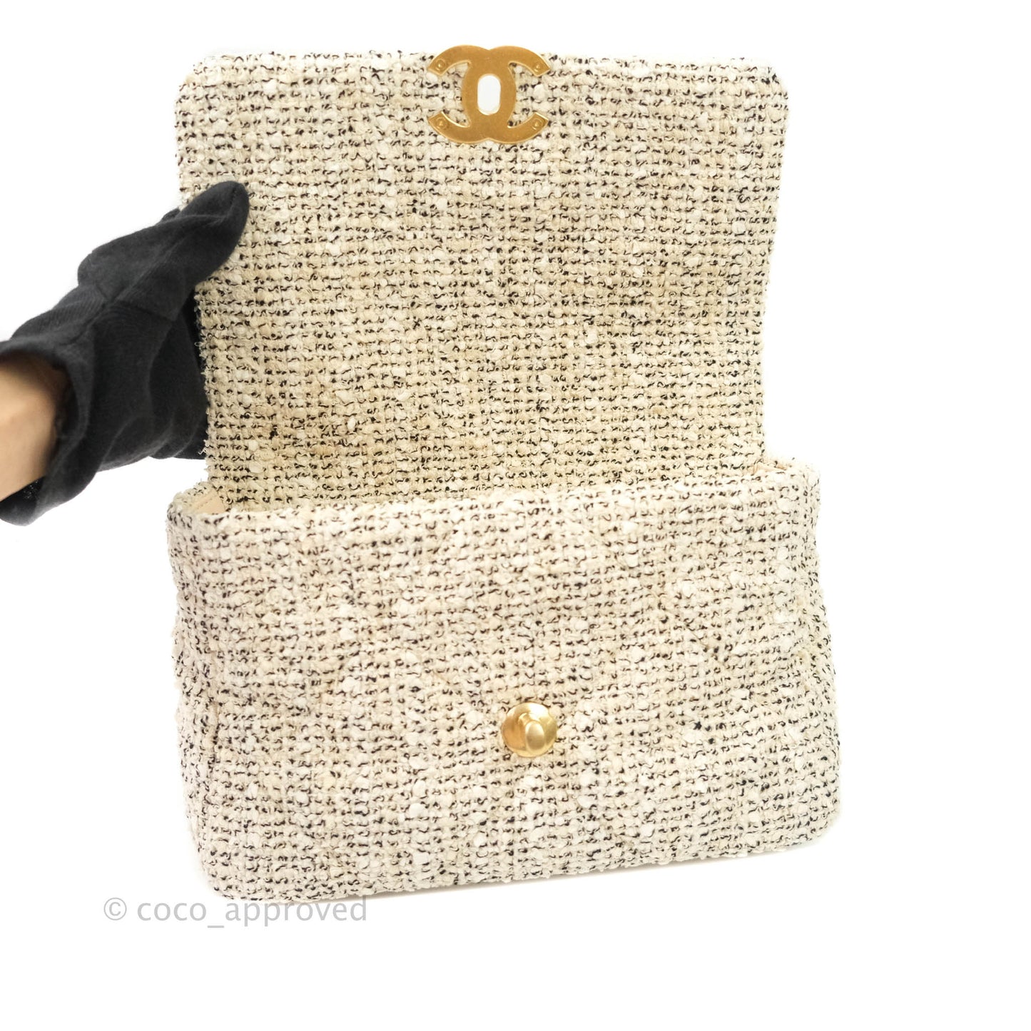 Chanel 19 Small Tweed Oreo Cream Mixed Hardware