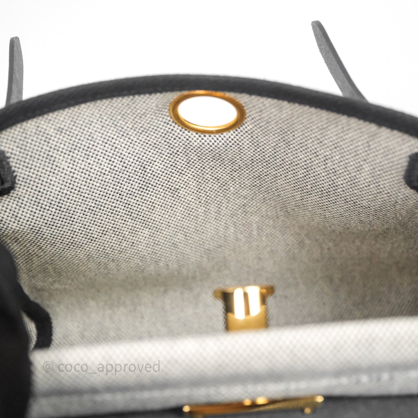 Hermès Herbag Zip 20 Mini Ecru-Noir Canvas Gold Hardware