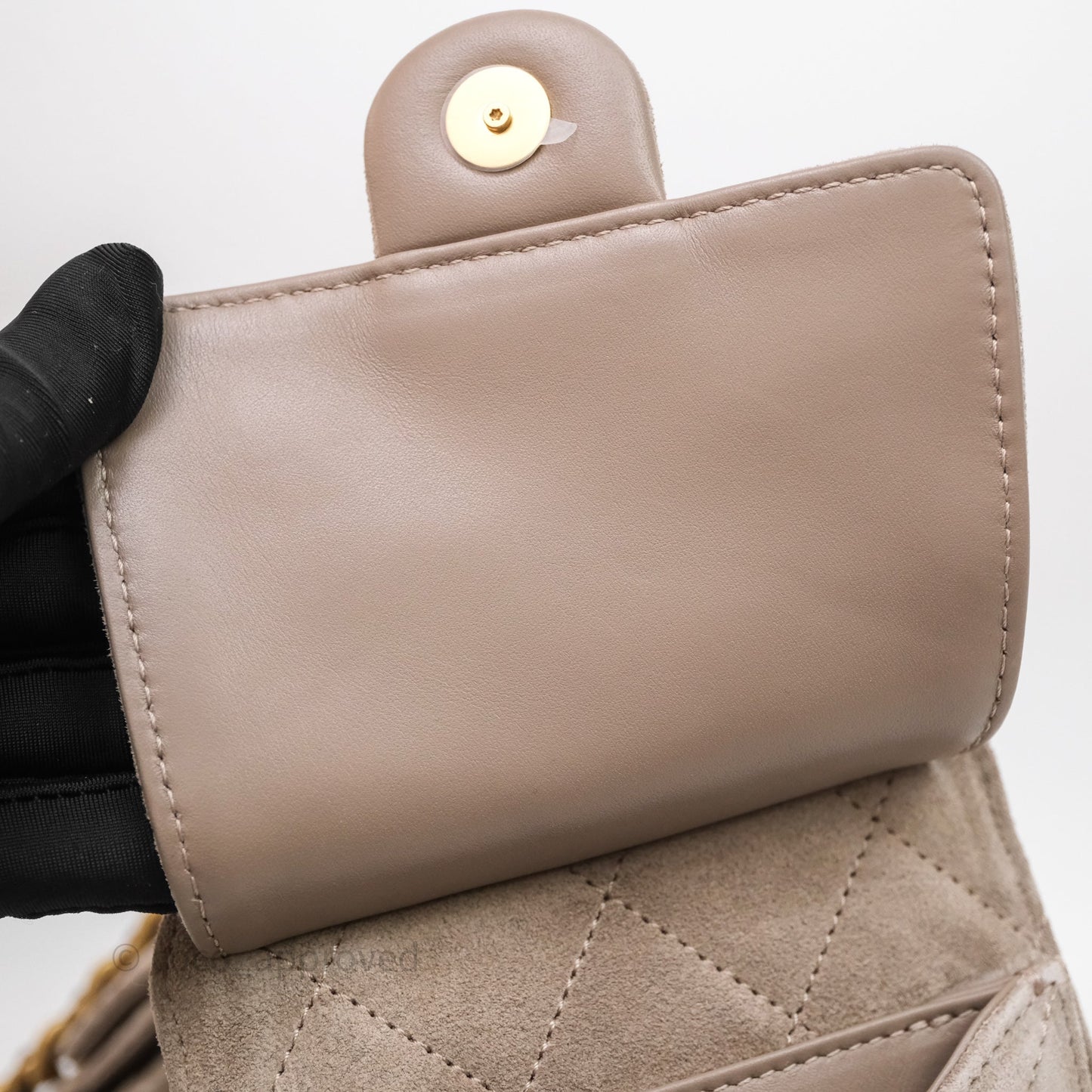 Chanel 25 Small Suede Calfskin Aged Gold Hardware