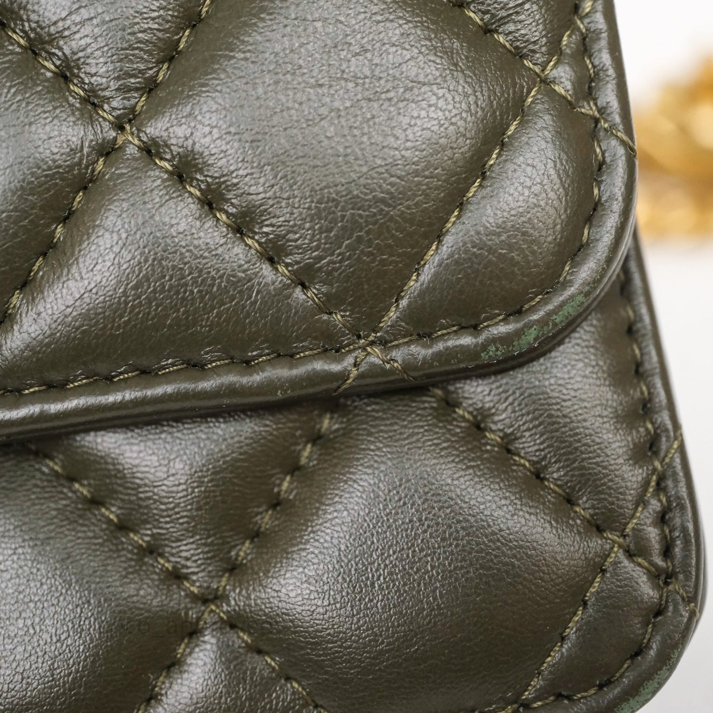 Chanel All Slide Adjustable Chain Phone Holder WOC Olive Green Lambskin