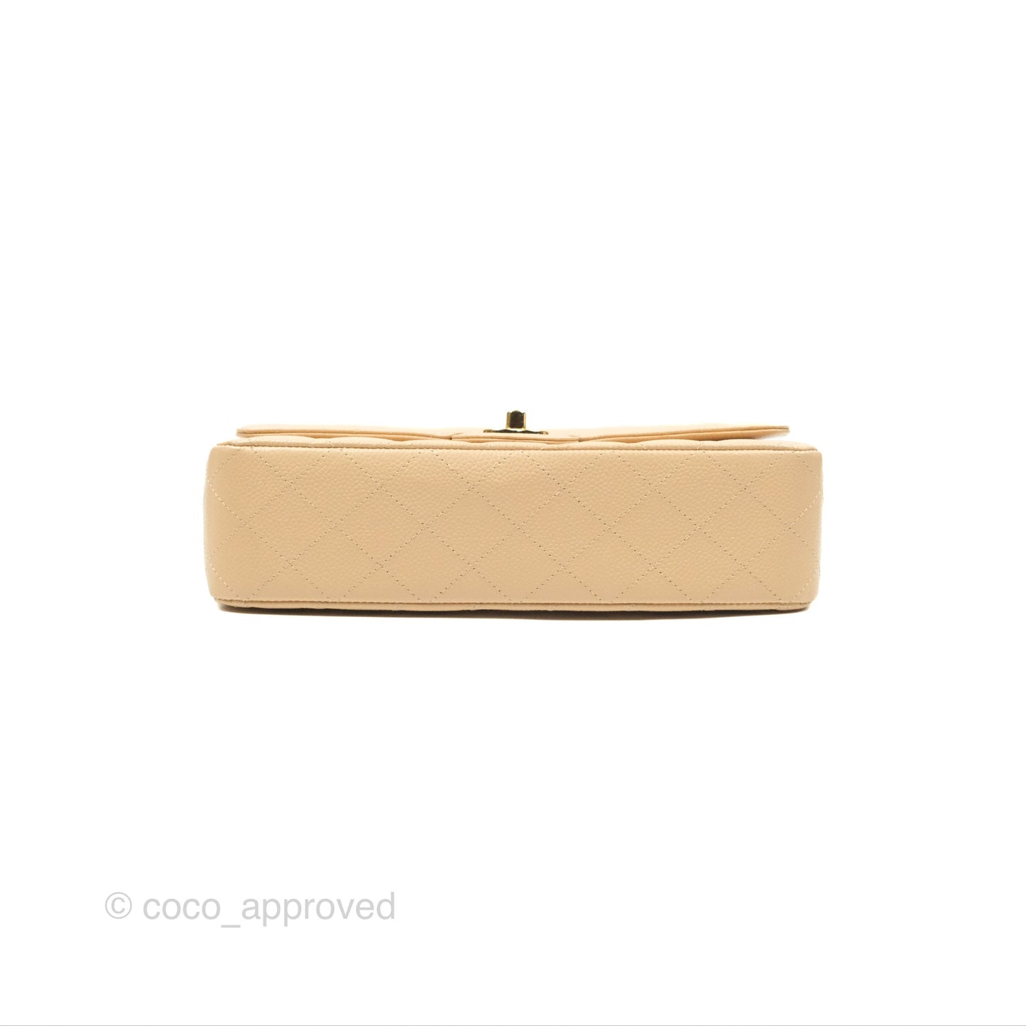 Chanel Classic M/L Medium Flap Quilted Beige Caviar Gold Hardware