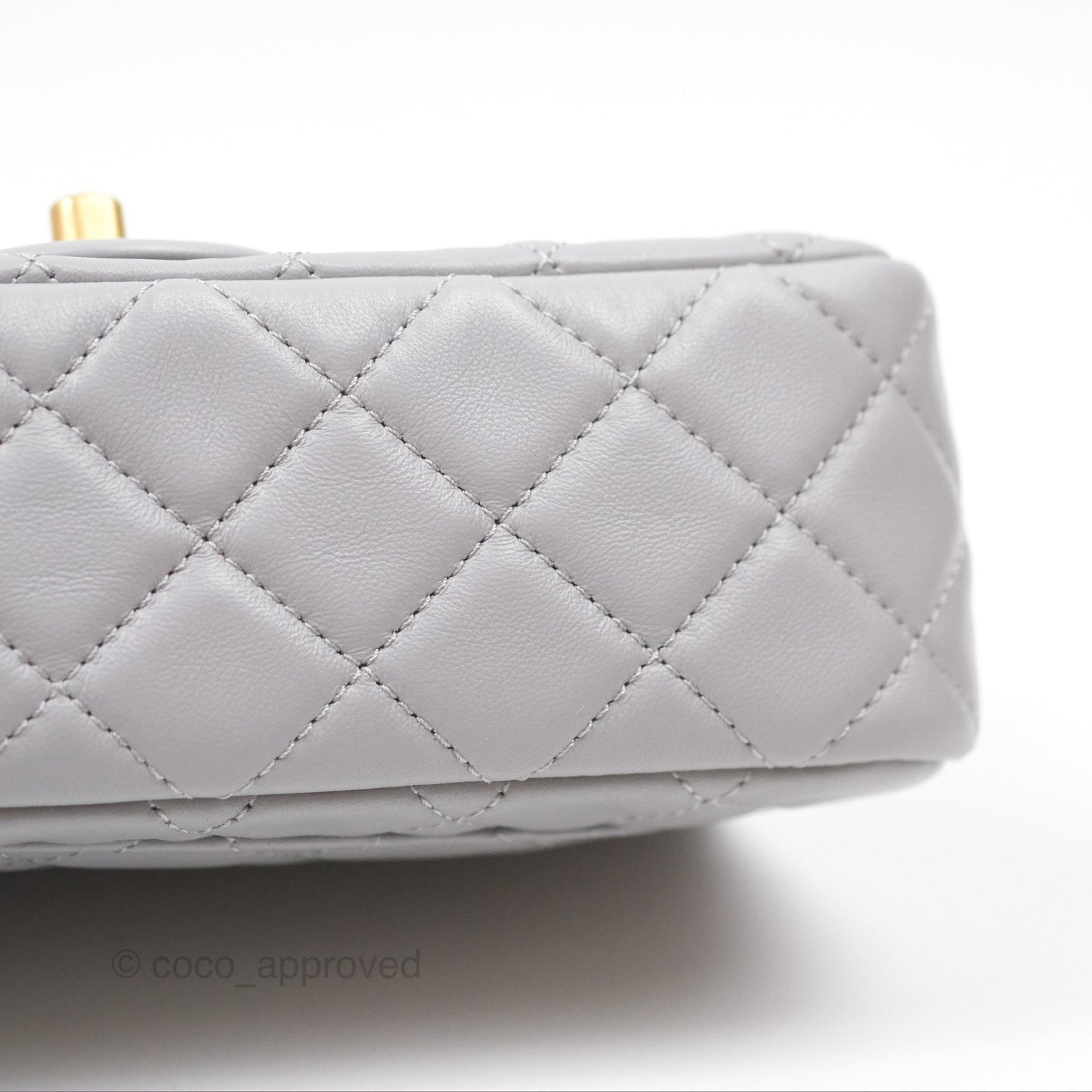 Chanel Mini Rectangular Pearl Crush Grey Lambskin Aged Gold Hardware