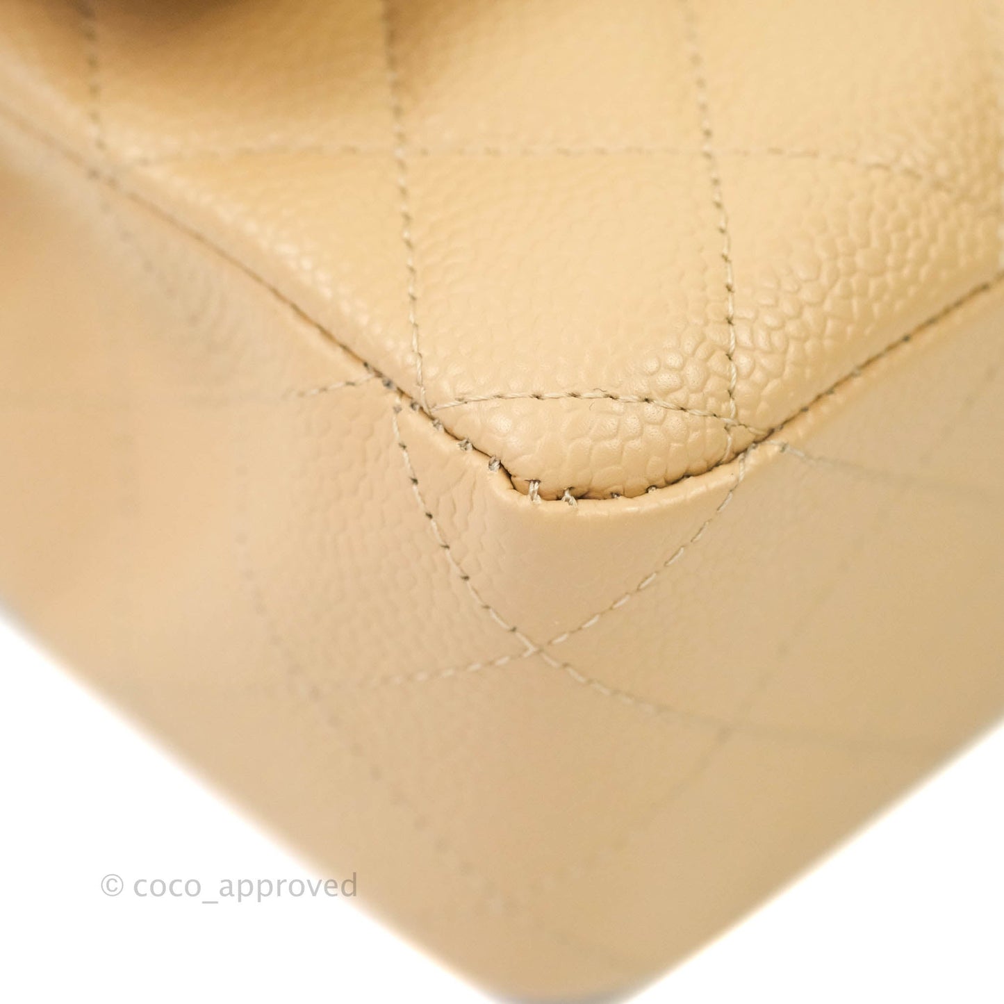 Chanel Classic M/L Medium Double Flap Beige Caviar Gold Hardware