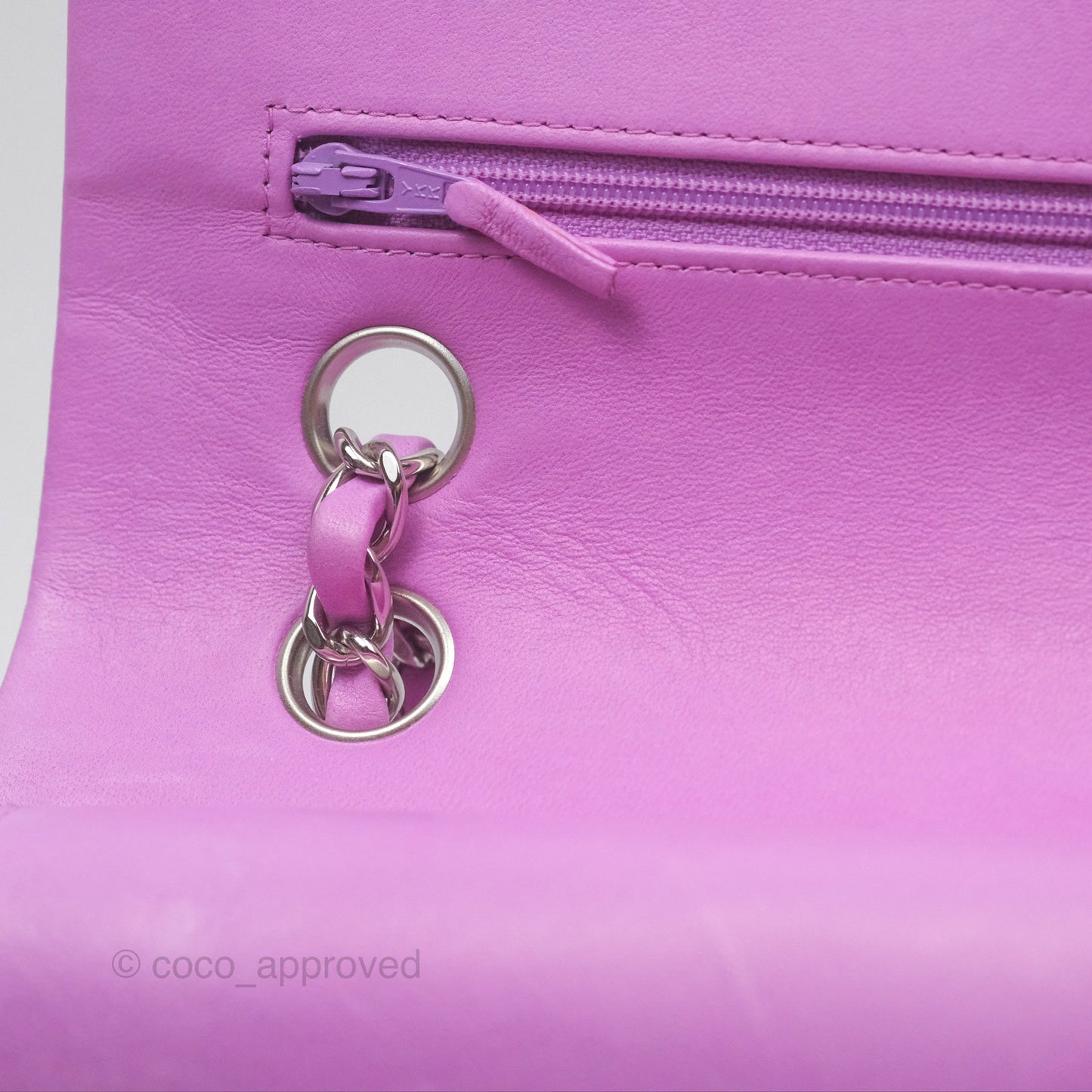 Chanel Medium Classic Flap Quilted Purple Lambskin Silver Hardware