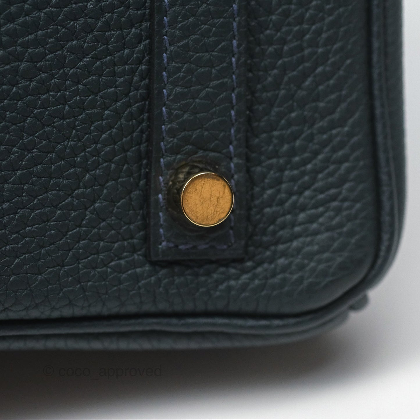 Hermès Birkin 25 Retourne Vert Rousseau V0 Togo Gold Hardware