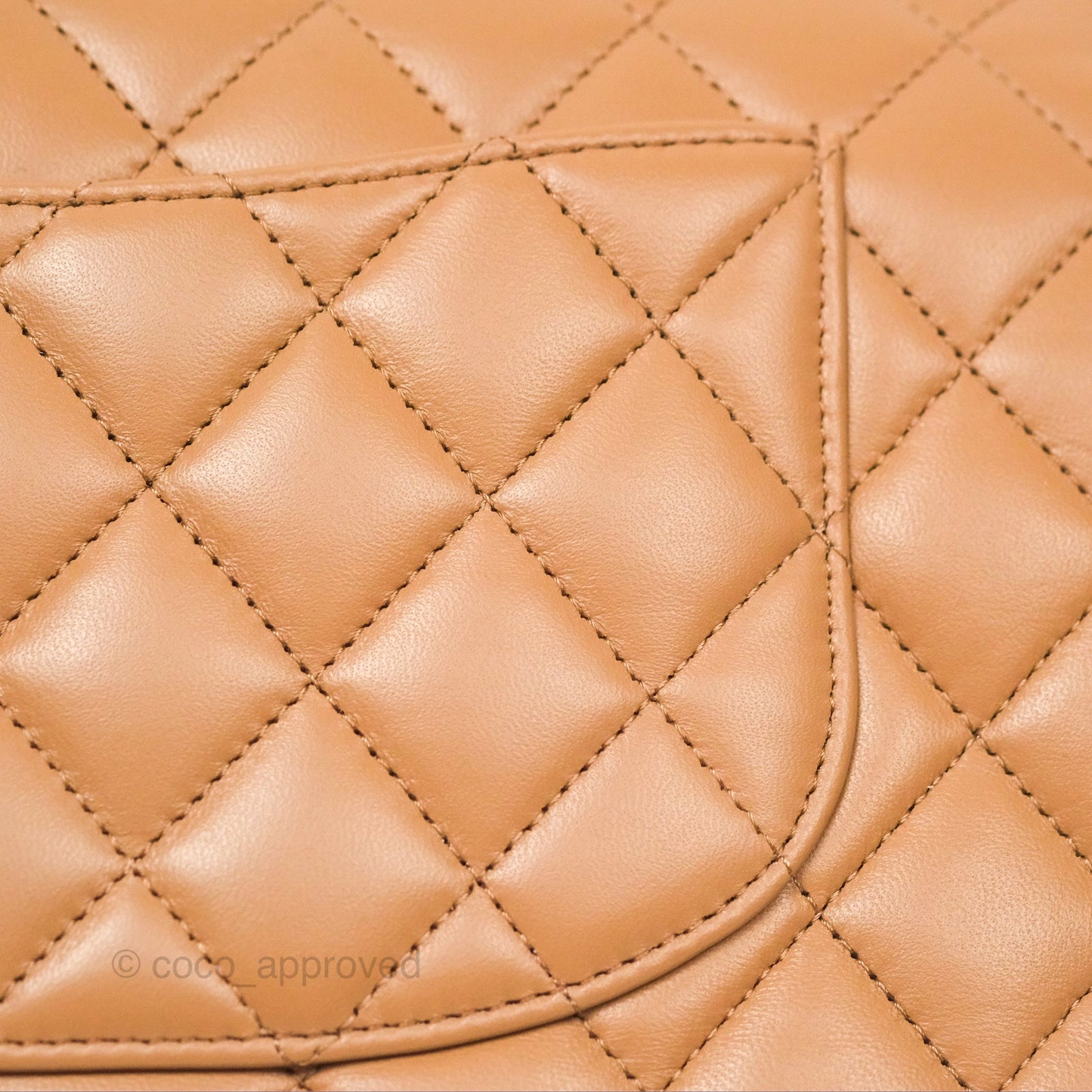 Chanel Classic M/L Medium Flap Quilted Dark Beige Lambskin Gold Hardware 22K