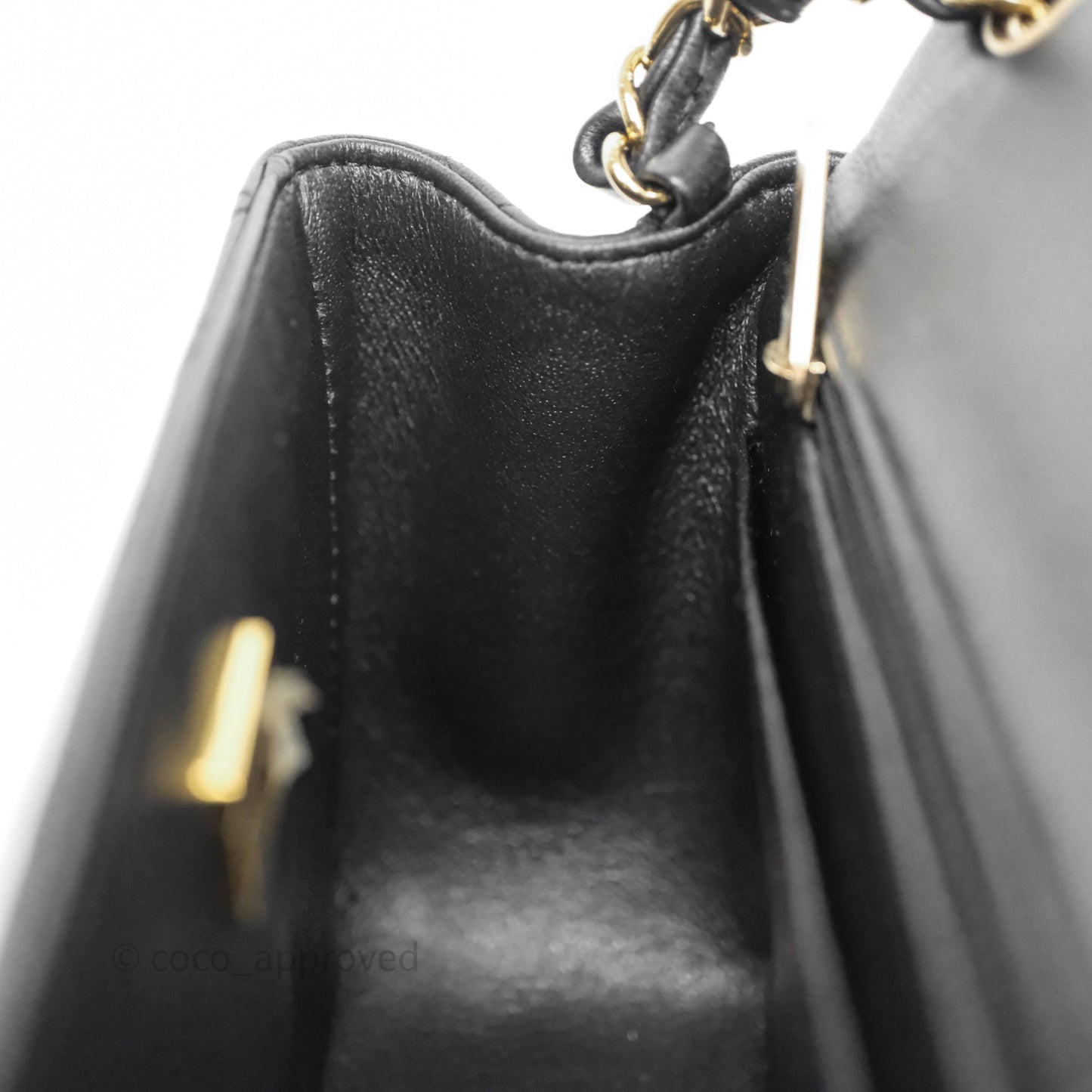 Chanel Mini Square Quilted Black Lambskin Gold Hardware