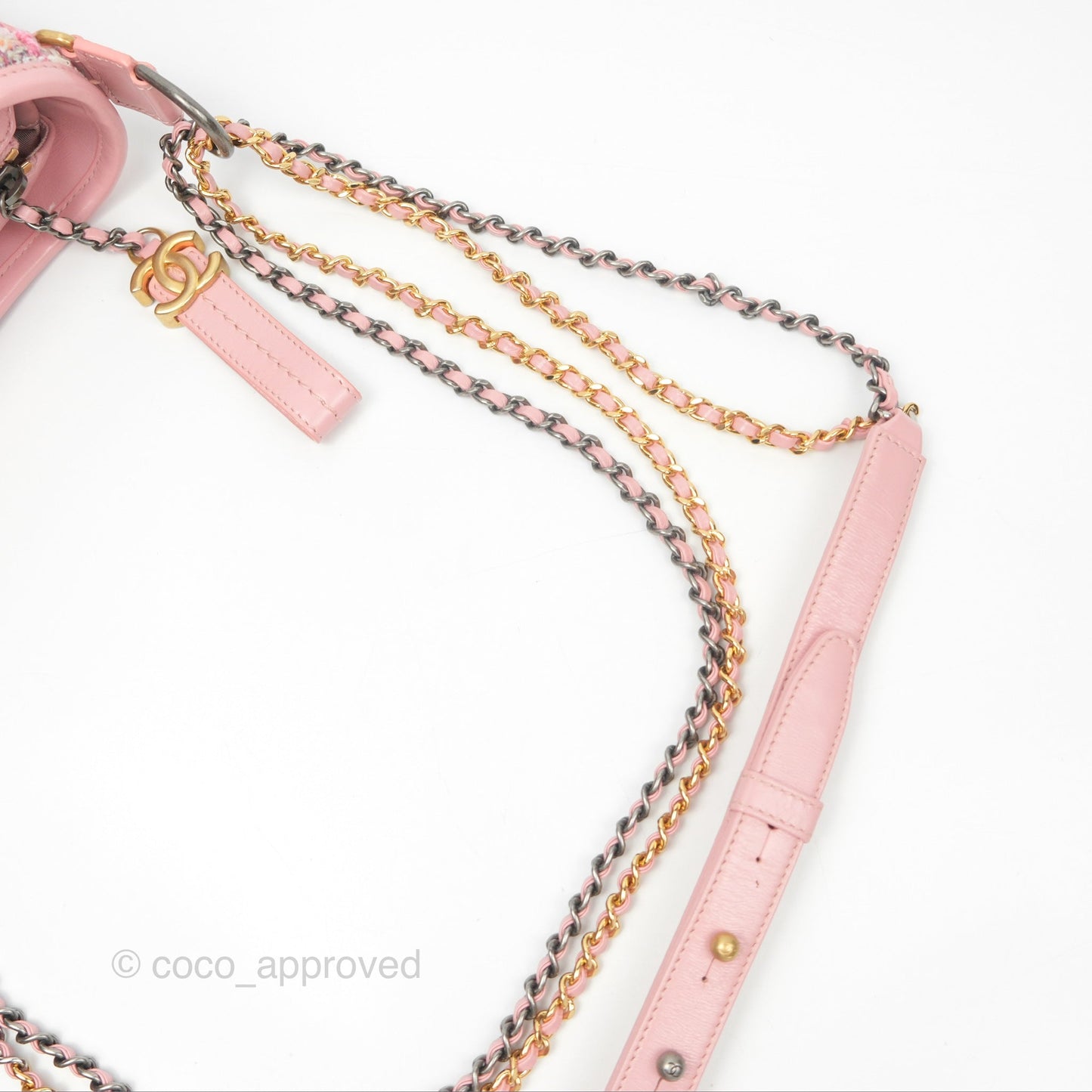 Chanel Small Gabrielle Hobo Quilted Pink Tweed Aged Calfskin