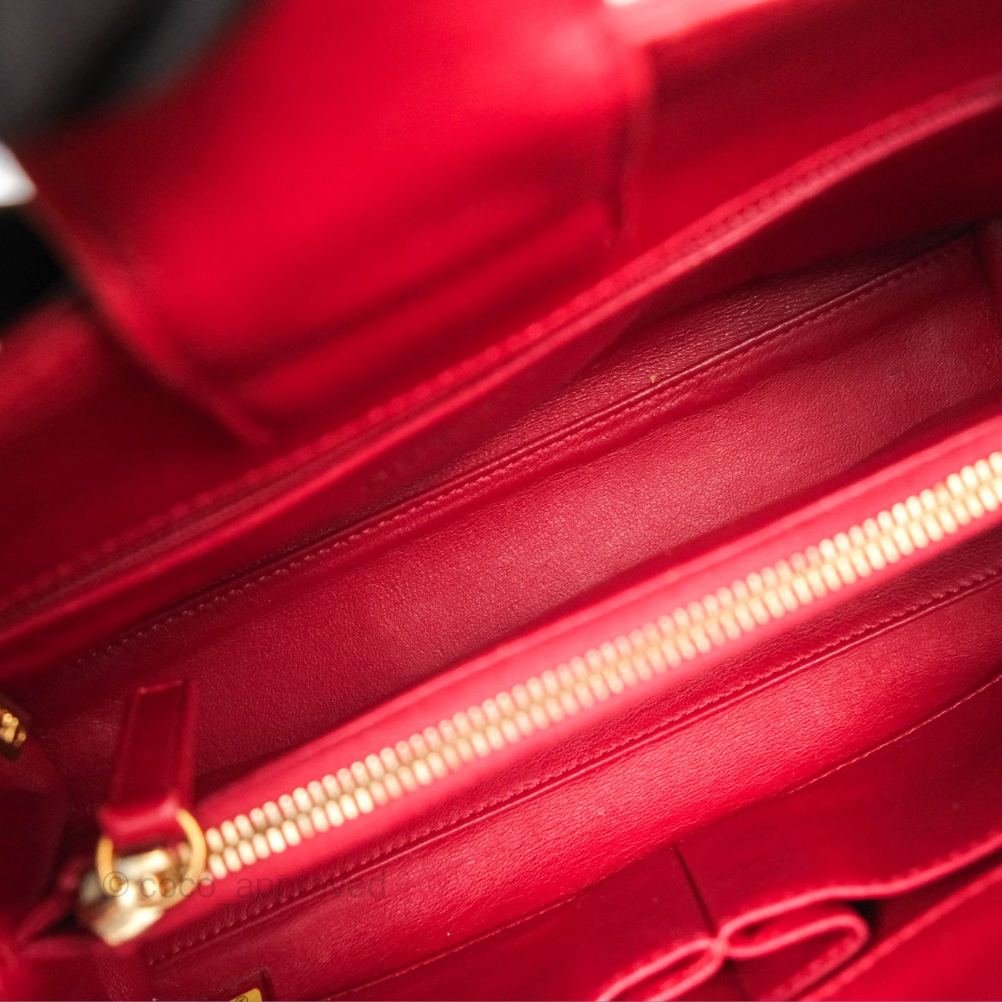 Chanel Tote Bag Red Lambskin Aged Gold Hardware