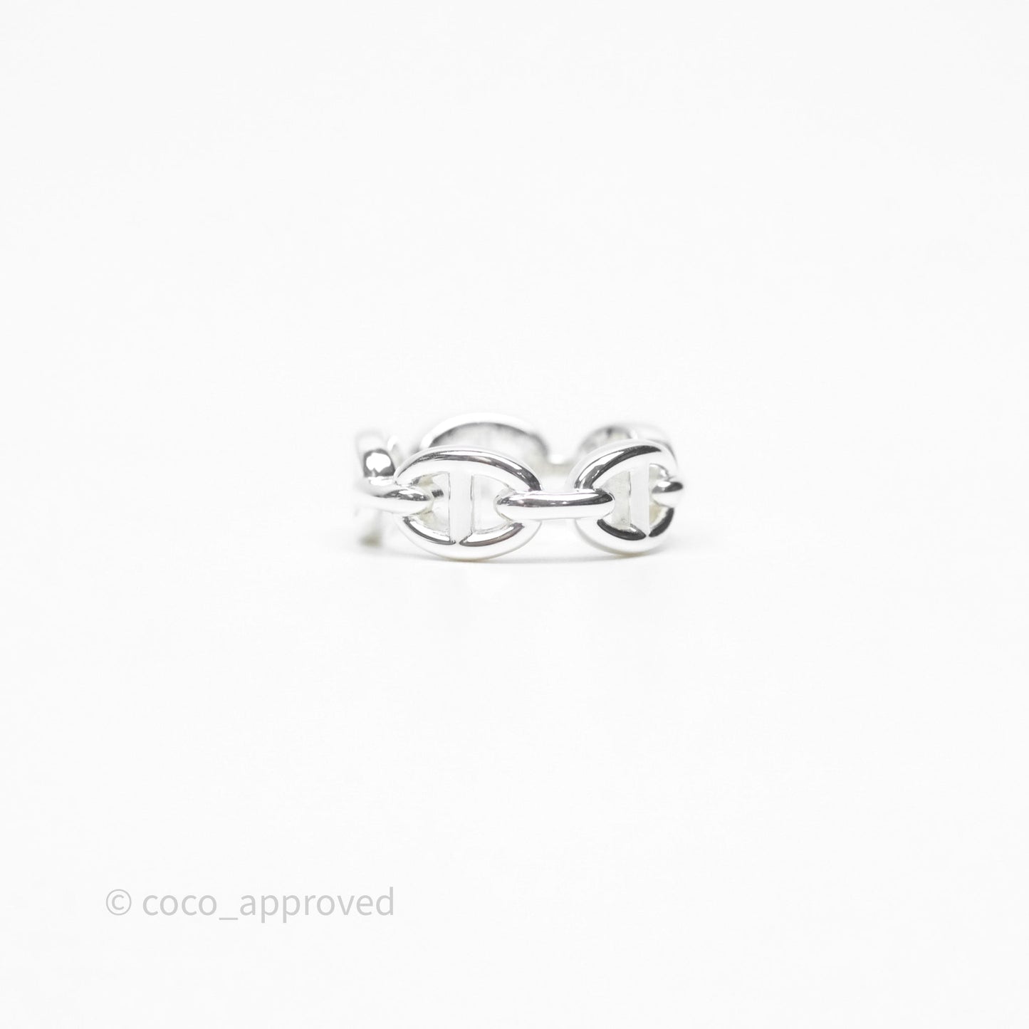 Hermès Sterling Silver PM Chaine d'Ancre Enchainee Band Ring Size 51