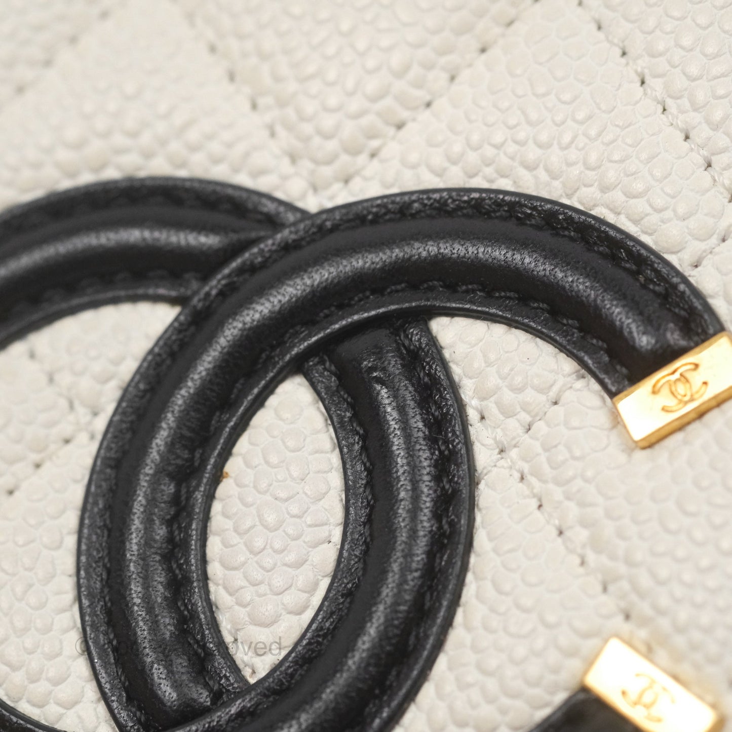 Chanel Small CC Filigree Flap Quilted Ivory Caviar