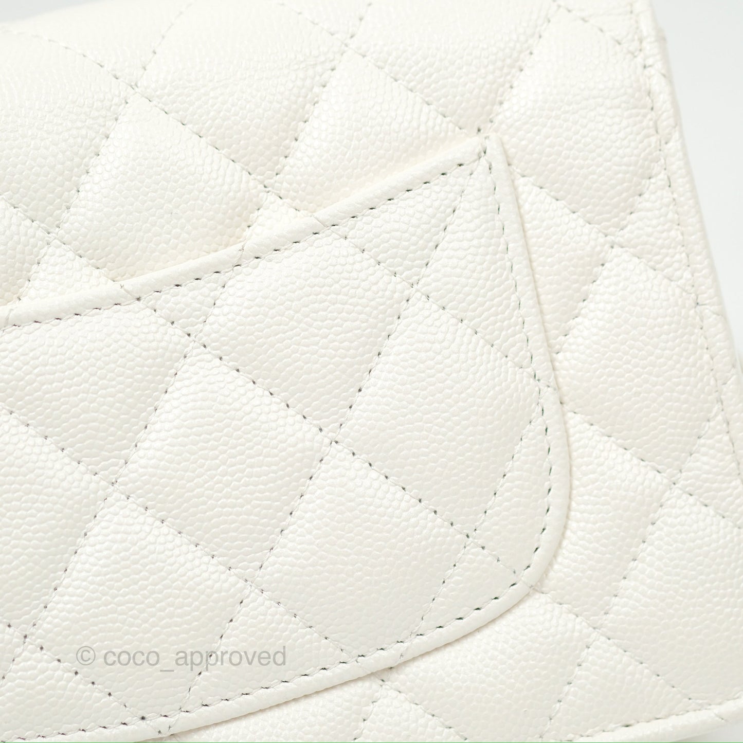 Chanel Wallet On Chain WOC Adjustable CC Chain Iridescent White Caviar Aged Gold Hardware