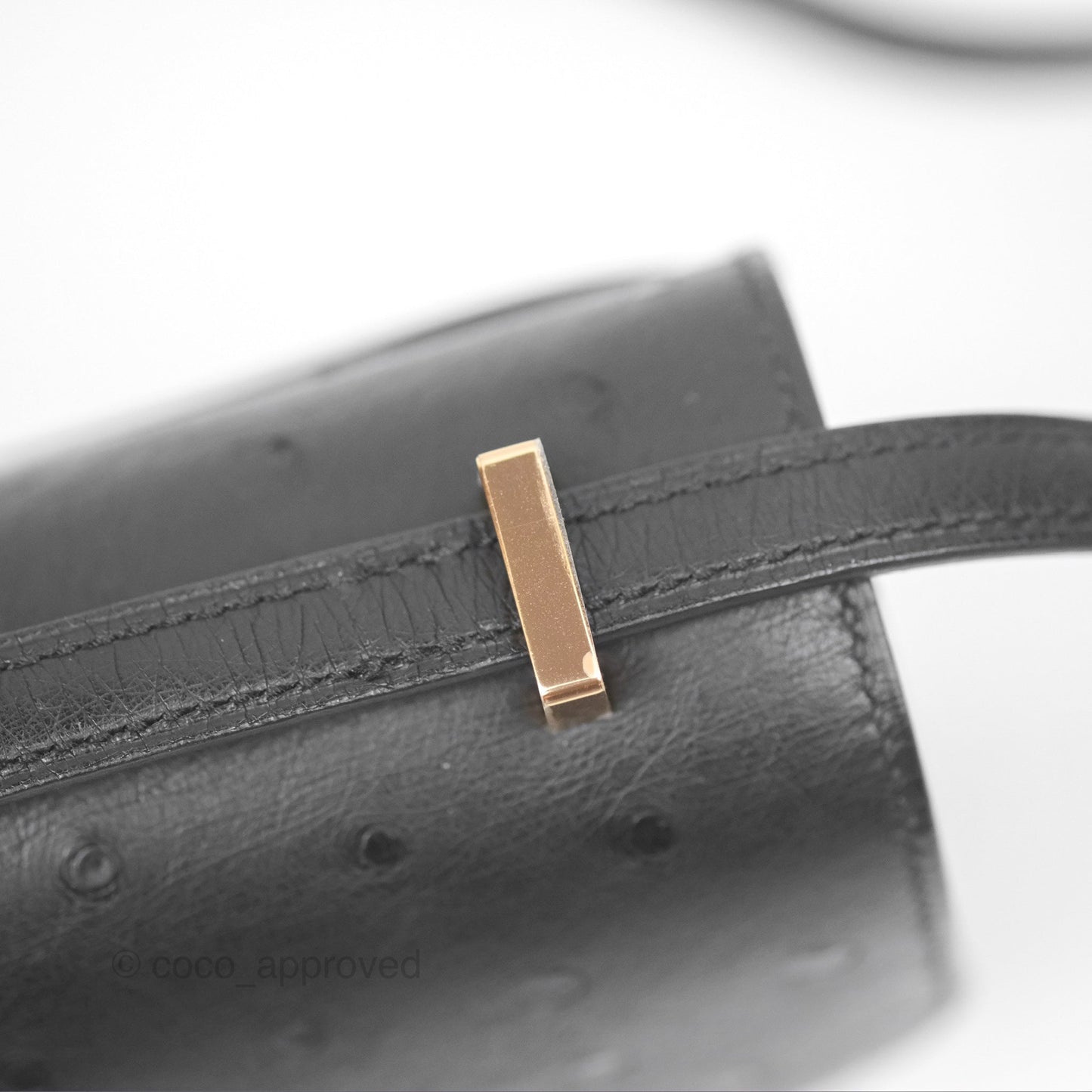 Hermès Constance Mini 18cm Noir 89 Ostrich Rose Gold Hardware