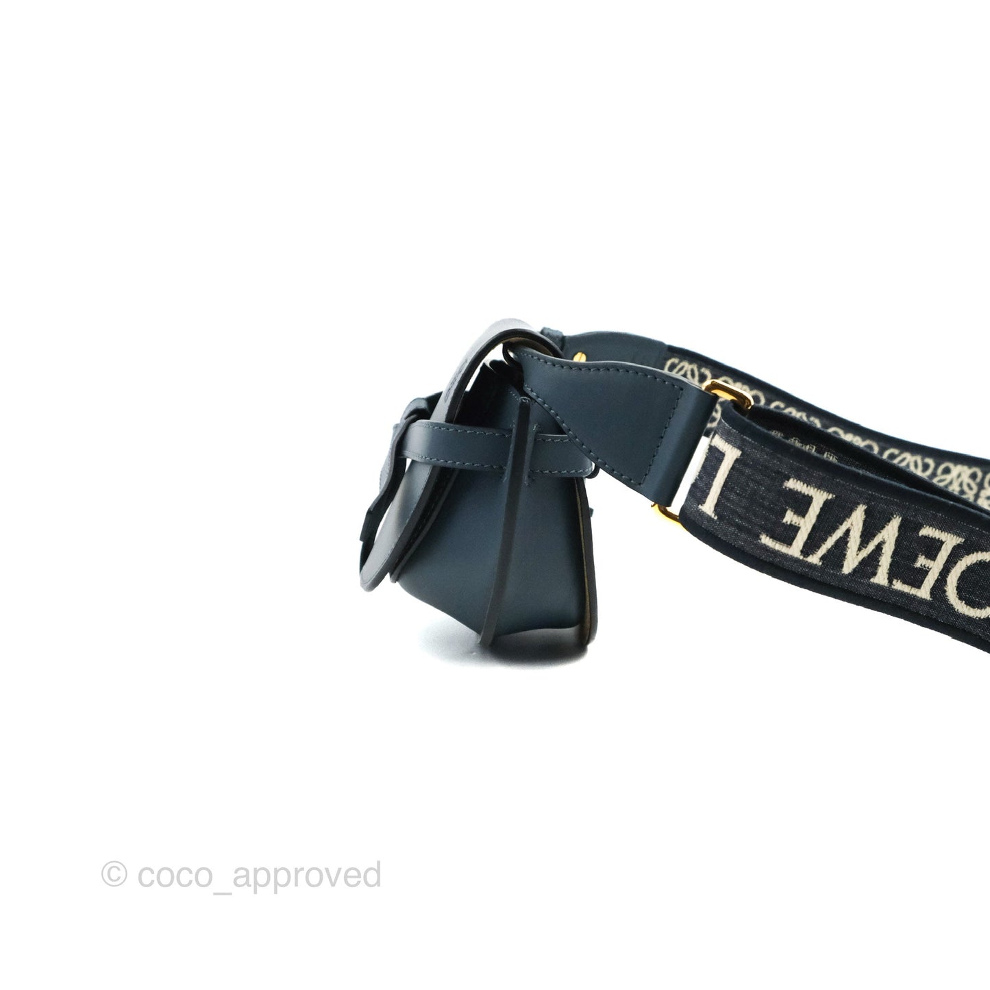 Loewe Mini Gate Dual bag Onyx Blue Soft Calfskin Jacquard Strap