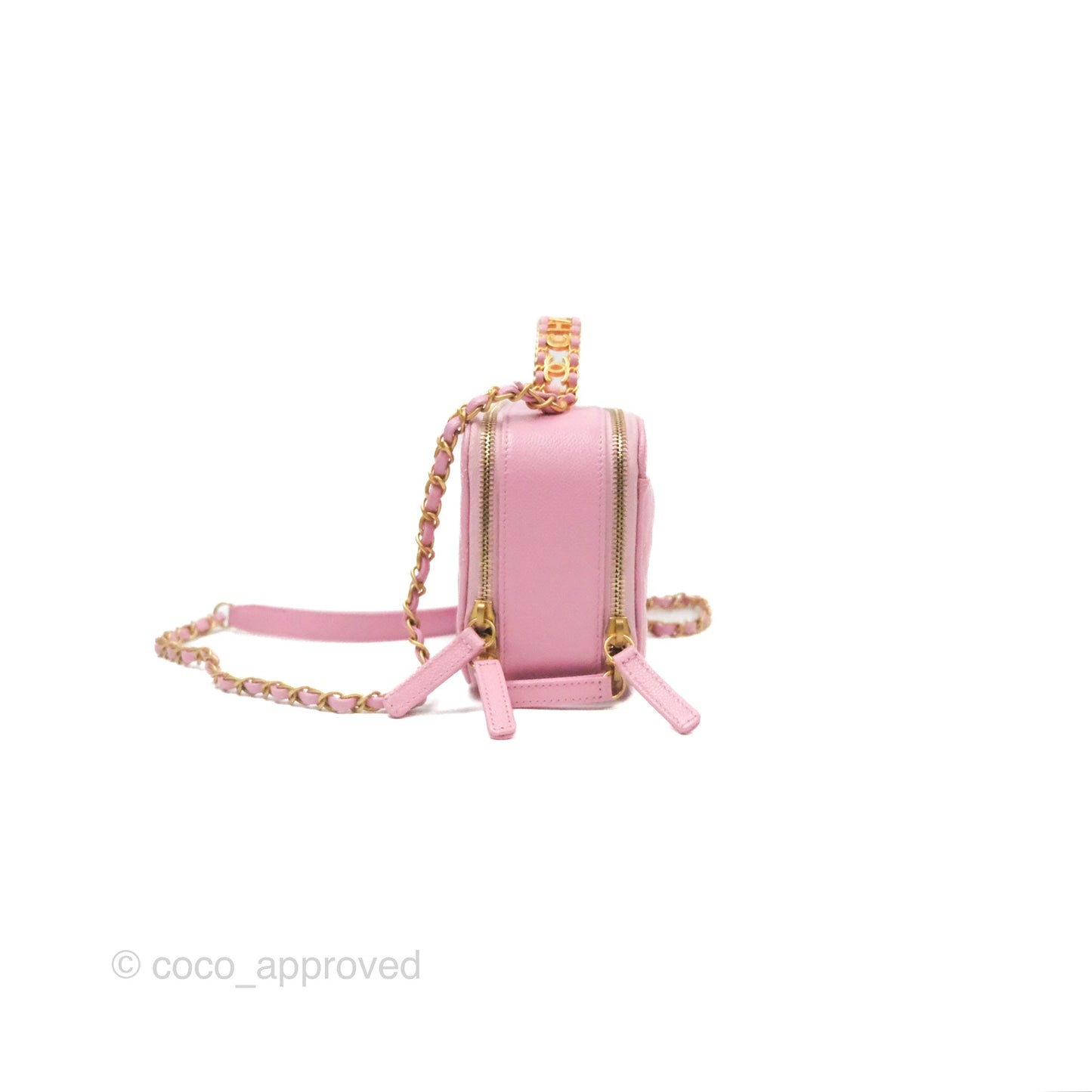 Chanel Caviar Quilted Pick Me Up Small Vanity Case Light Pink