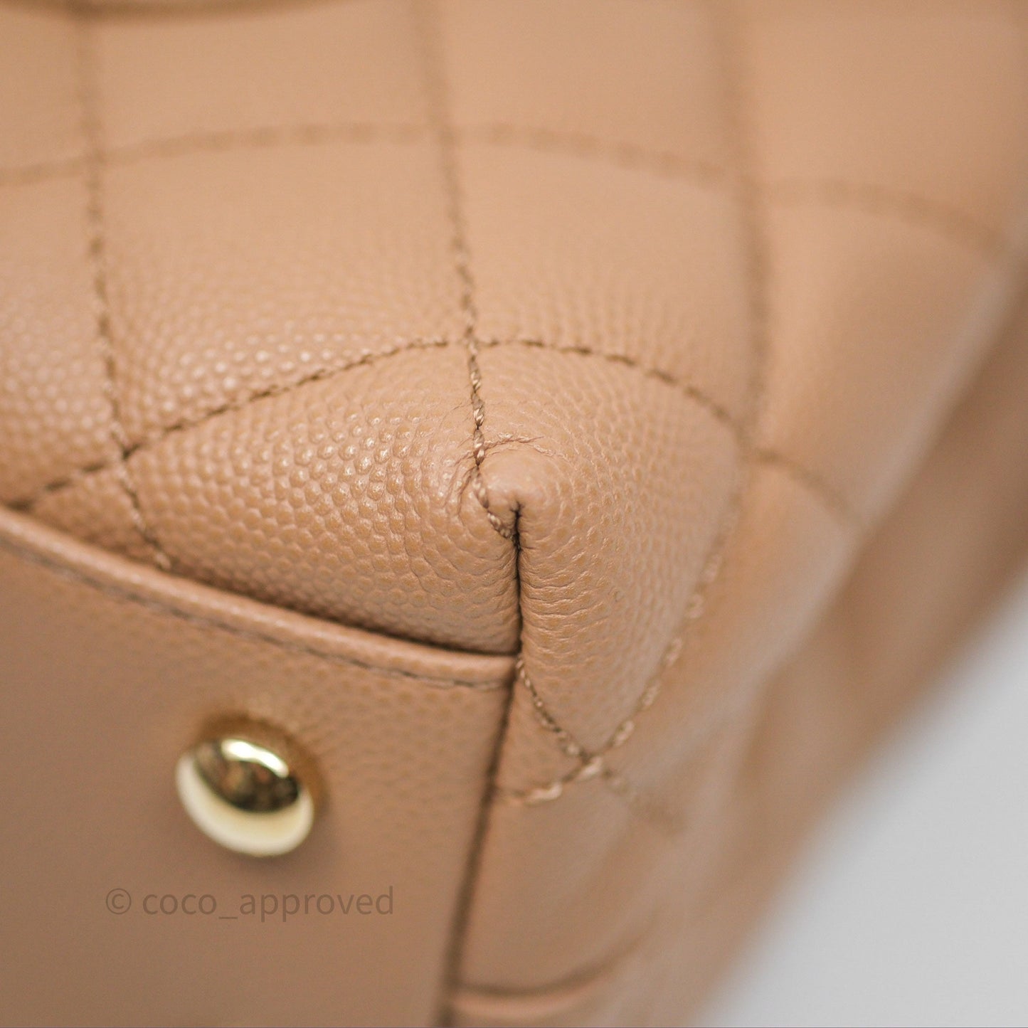 Chanel Small Coco Handle Quilted Dark Beige Caviar Gold Hardware