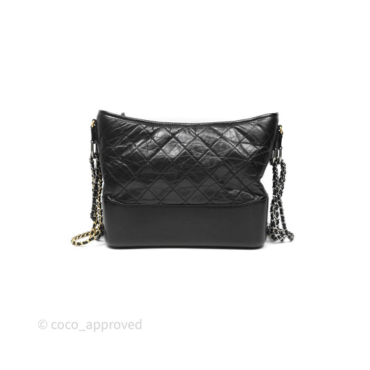 Chanel Large Gabrielle Hobo Black Aged Calfskin Mixed Hardware