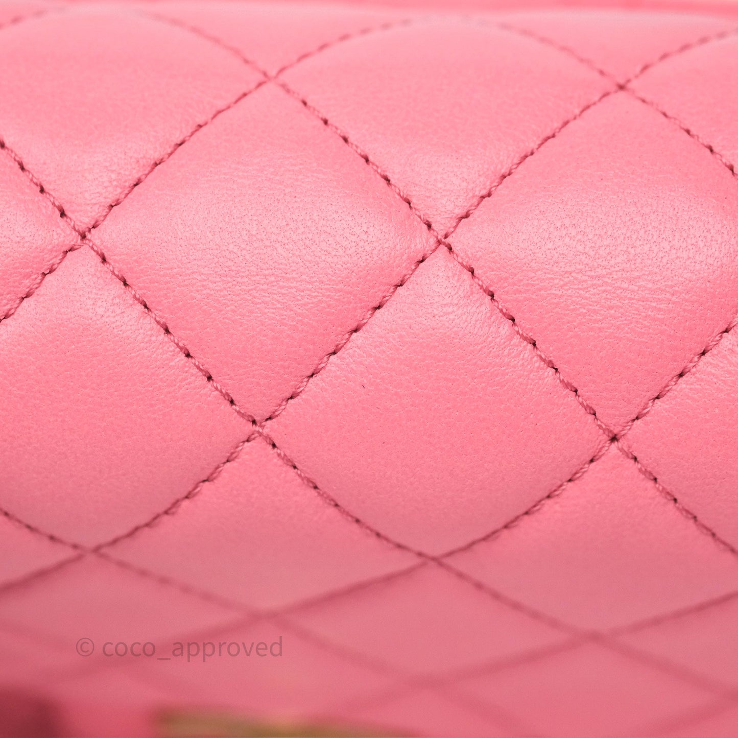 Chanel Pearl Crush Mini Square Quilted Pink Lambskin Aged Gold Hardware