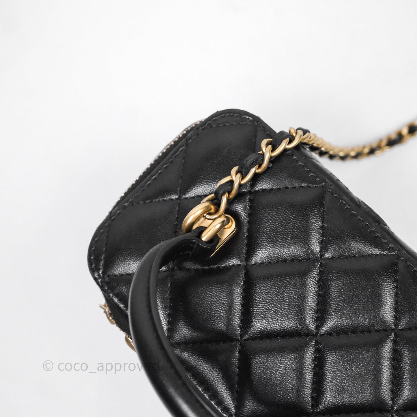 Chanel Vanity Rectangular Top Handle Black Lambskin Gold Hardware