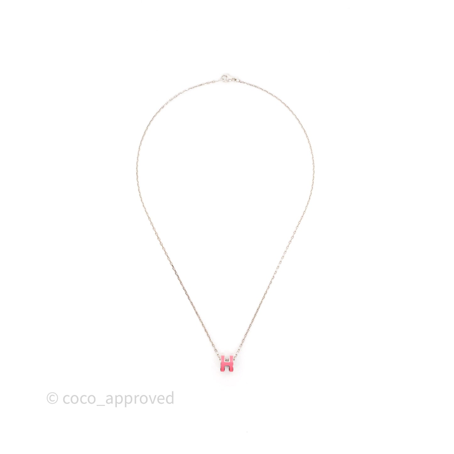 Hermès Mini Pop H Pink Pendant Necklace Palladium Hardware