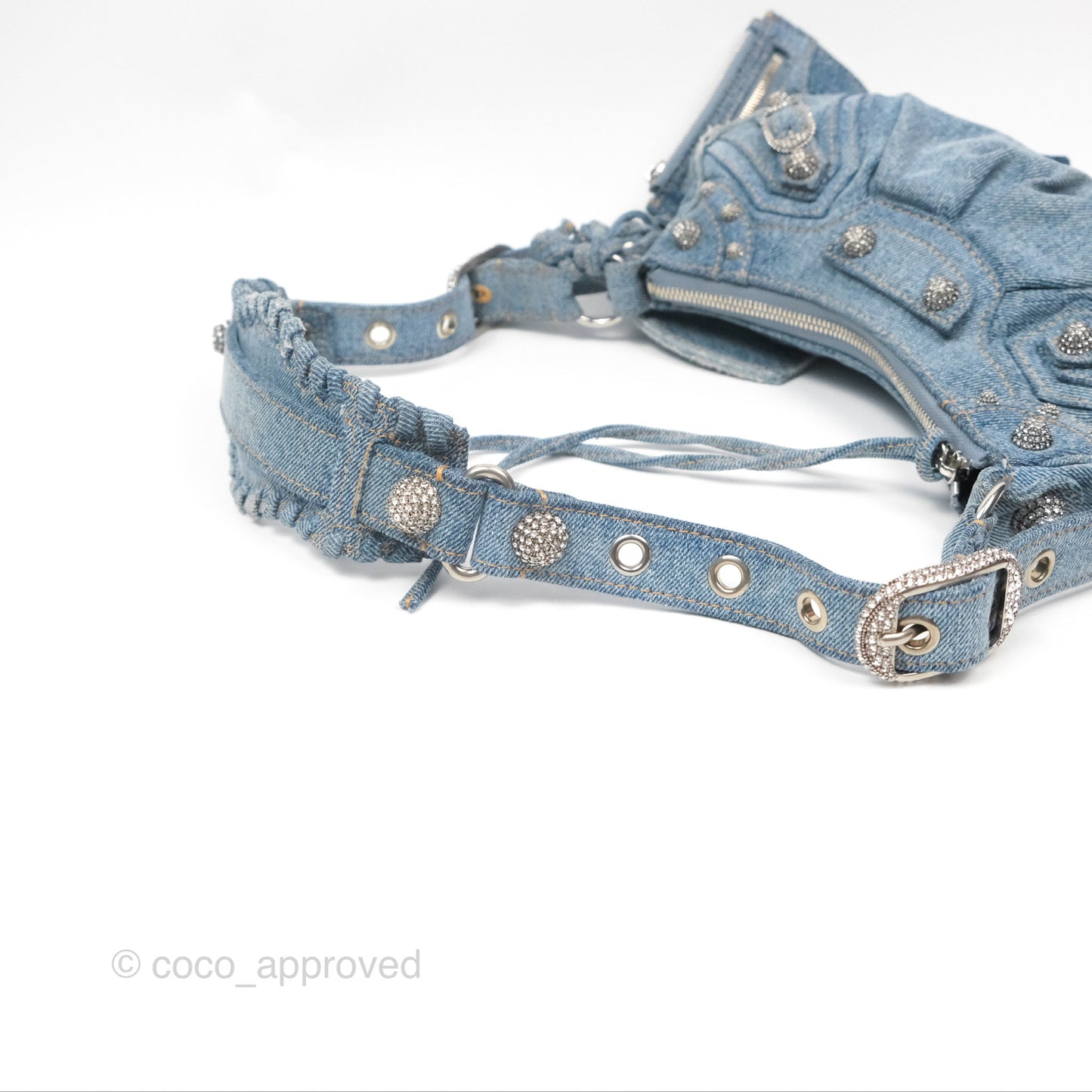 Balenciaga Le Cagole Small Embellished Denim Shoulder Bag