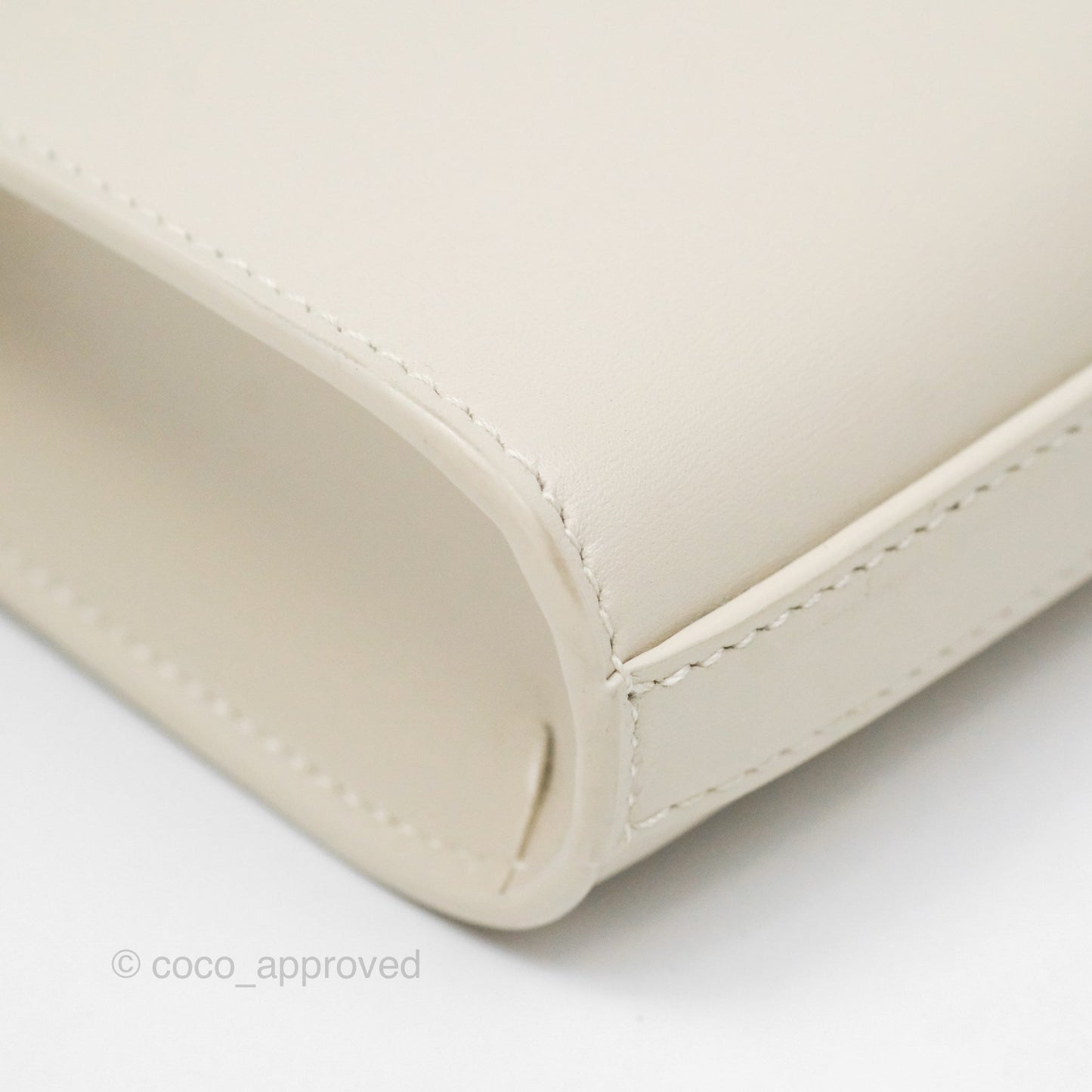 Saint Laurent Mini Manhattan Box Calfskin Blanc Vintage Gold Hardware
