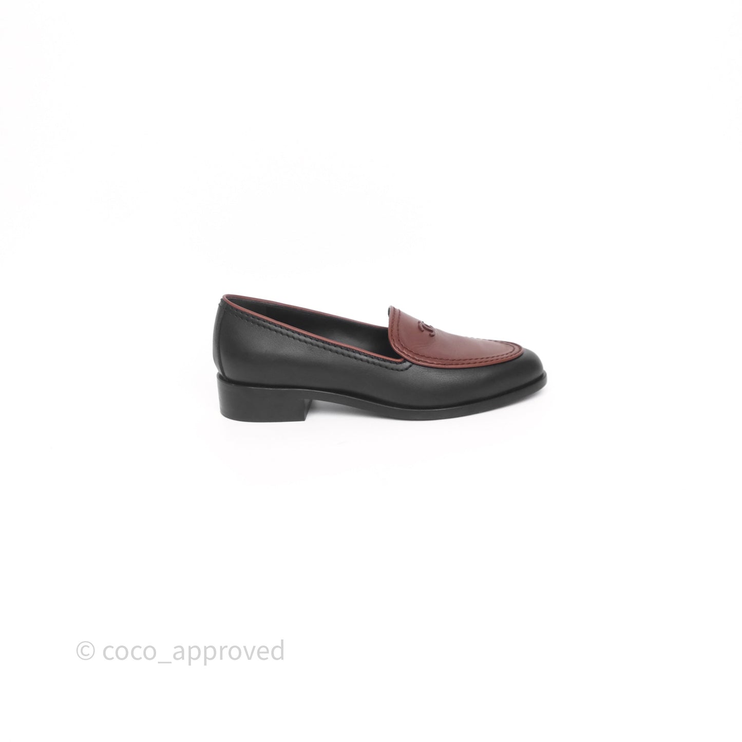 Chanel CC Loafers Black/ Brown Calfskin Size 35.5