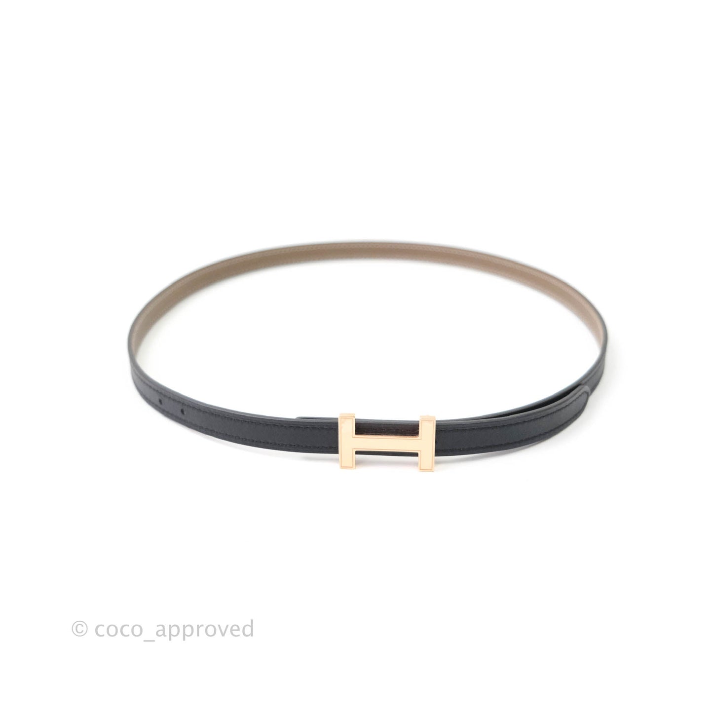 Hermès H Constance Mini Belt Buckle & Reversible Etoupe/Black Leather