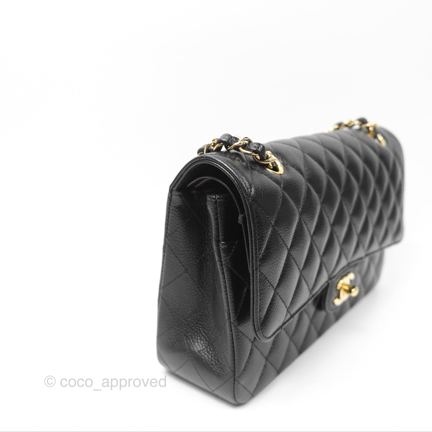 Chanel Classic M/L Medium Flap Quilted Black Caviar Gold Hardware