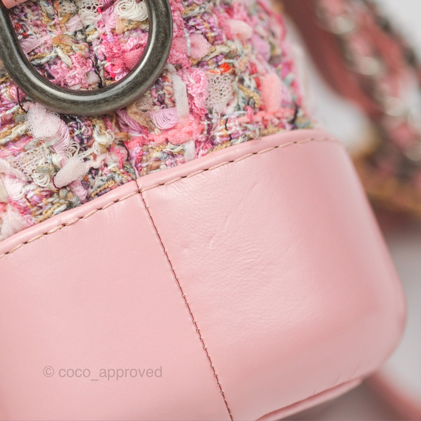 Chanel Small Gabrielle Hobo Quilted Pink Tweed Aged Calfskin