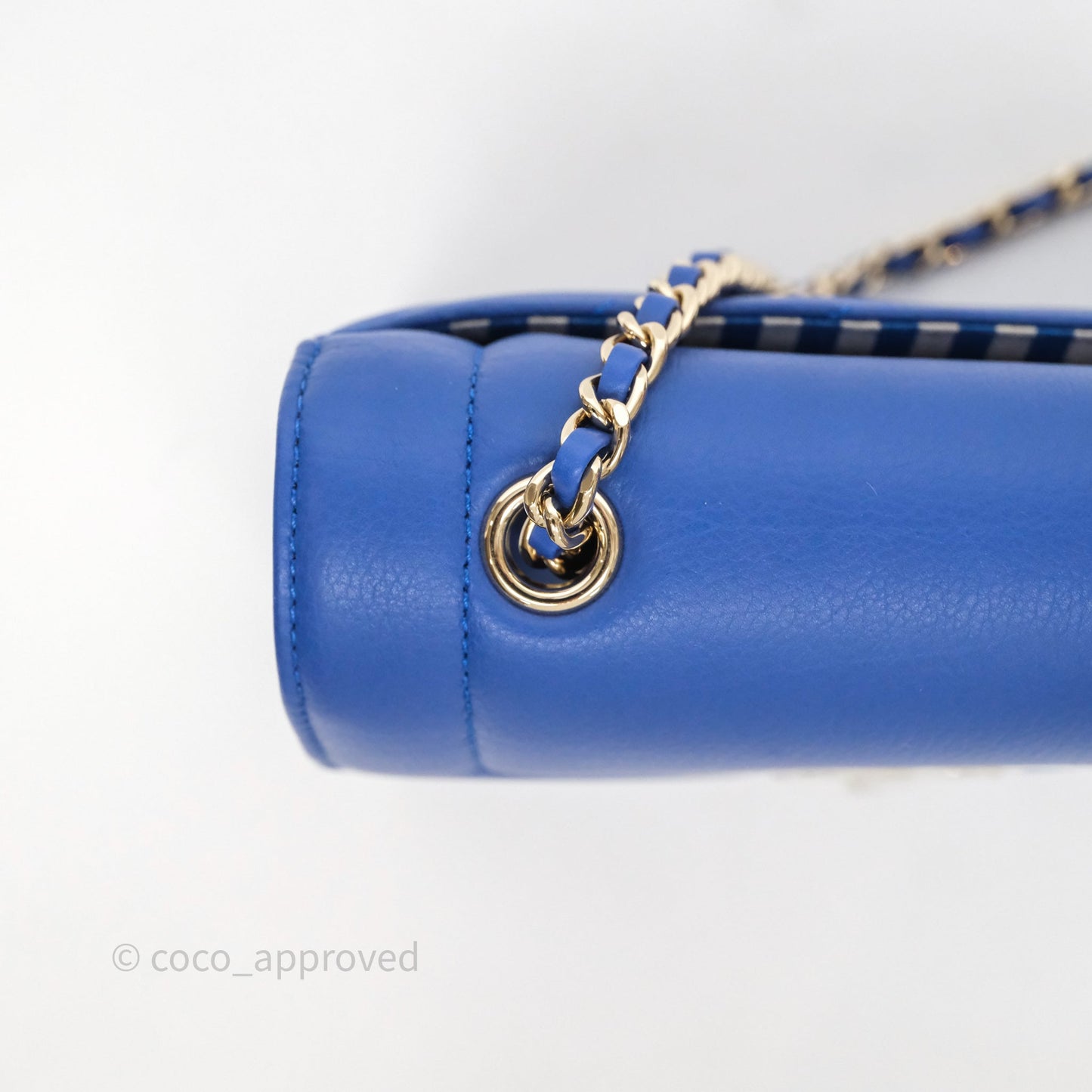 Chanel Chevron Square Envelope Flap Bag Royal Blue Calfskin Gold Hardware 19C