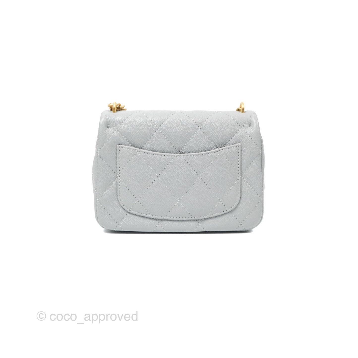 Chanel Mini Flap Bag Heart Adjustable Chain Grey Caviar Aged Gold Hardware
