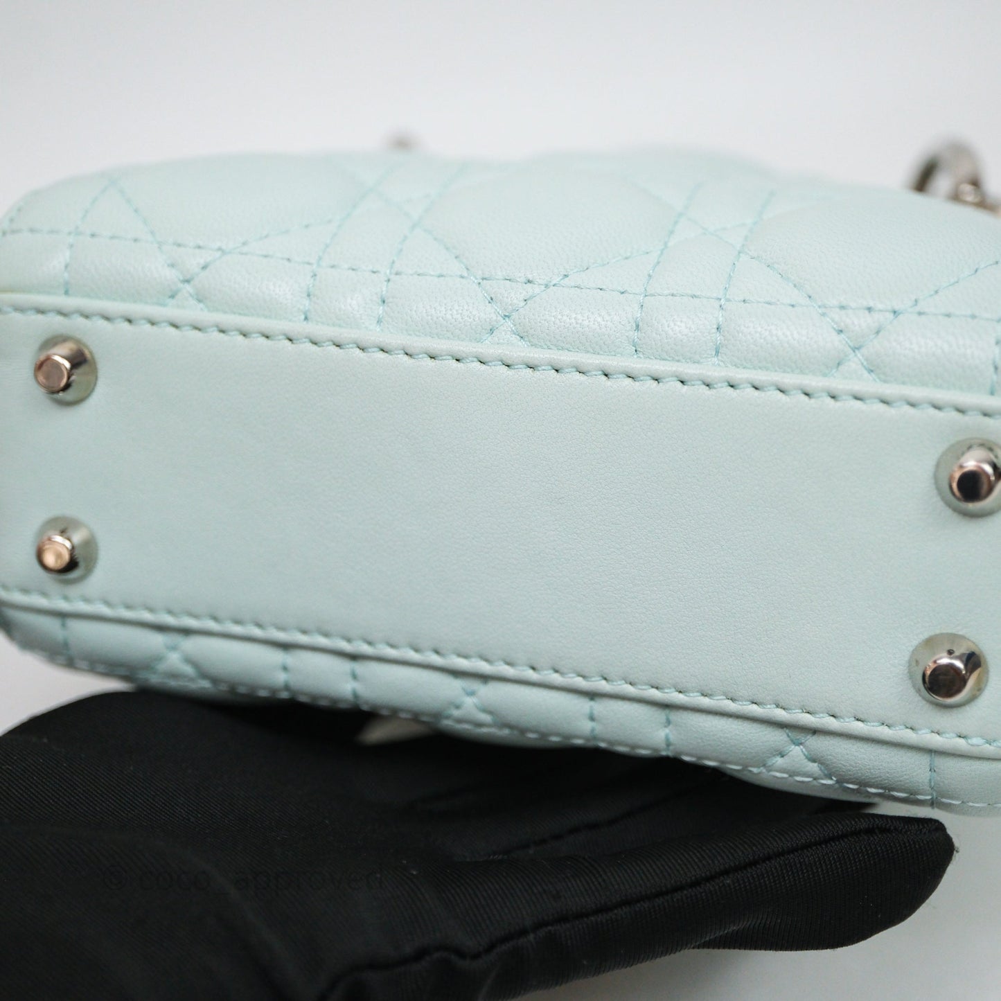 Christian Dior Mirco Lady Dior Cannage Calfskin Light Green Matte