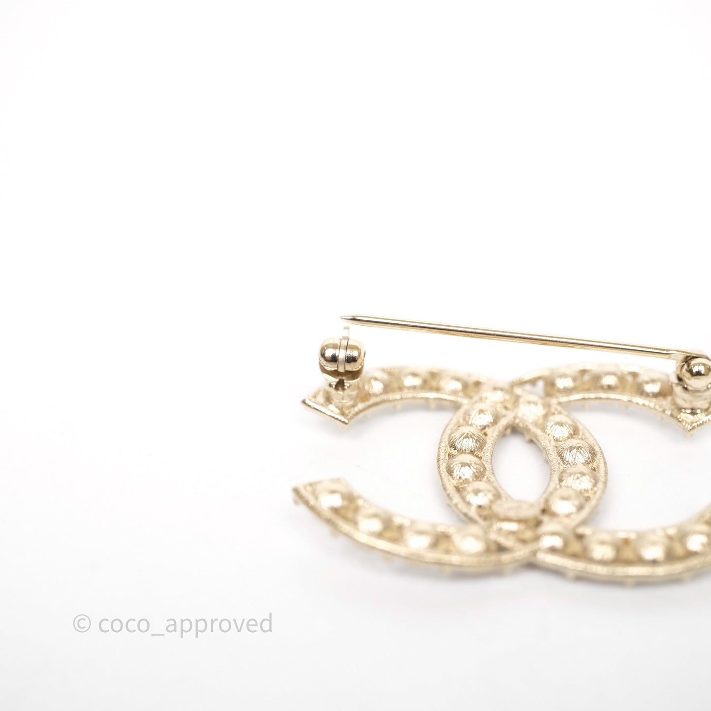 Chanel Crystal CC Brooch Gold Tone 19S