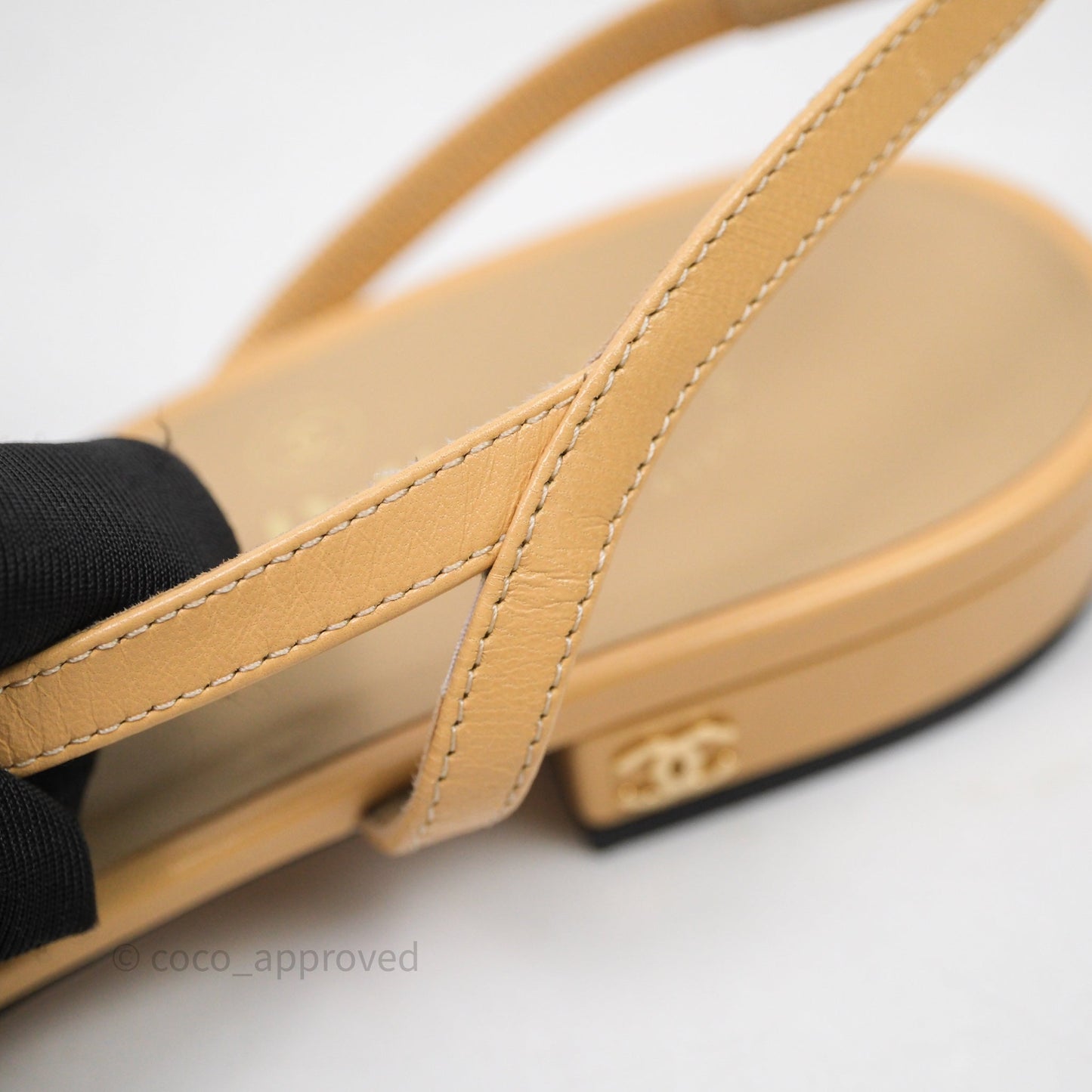 Chanel Classic Slingback Flats Beige Black Size 36