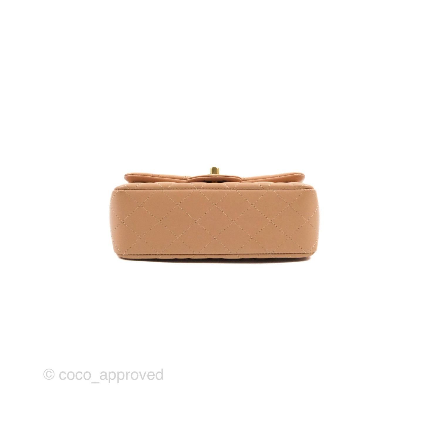 Chanel Top Handle Mini Rectangular Flap Bag Beige Lambskin Gold Hardware